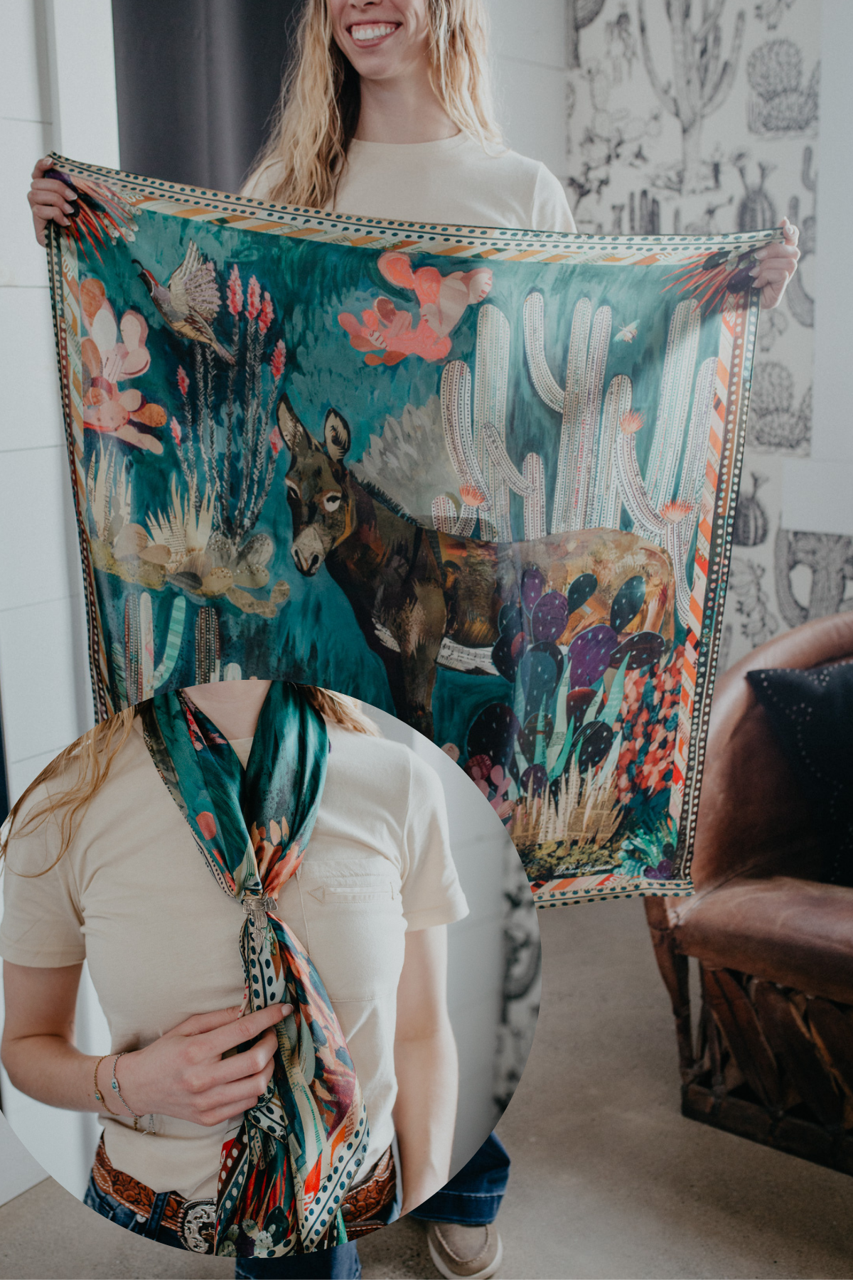 'Burro Country' Premium Silk 35x35" Wild Rag