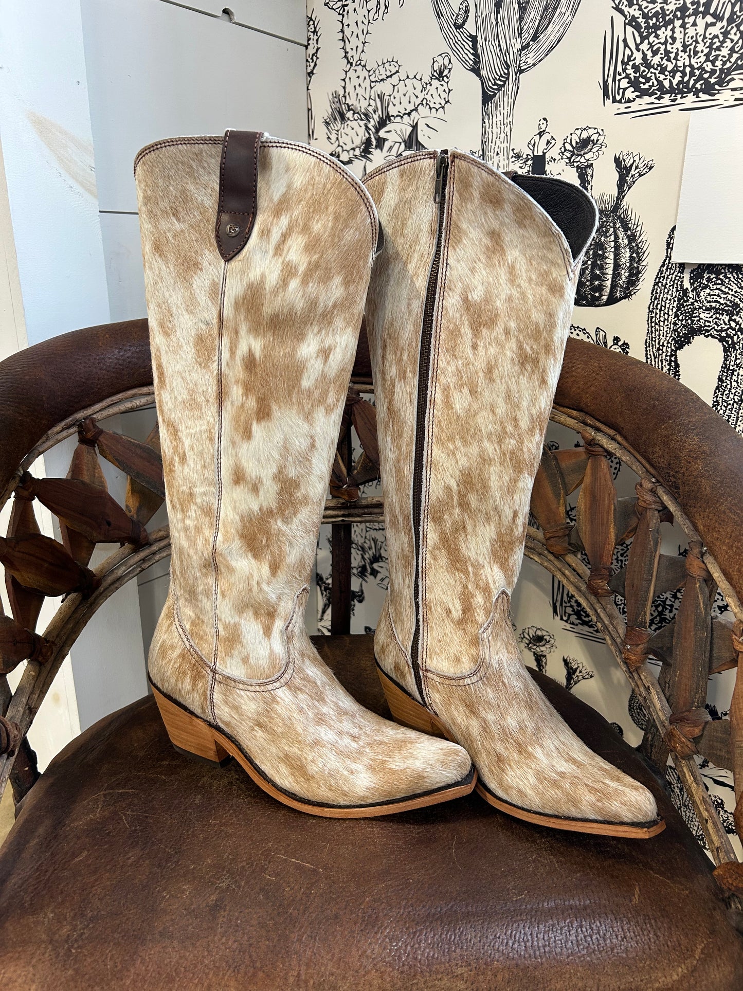 {Size 9 WIDE Calf Width} 'Granizo Cafe' Tall Cowhide Boots by Liberty Black