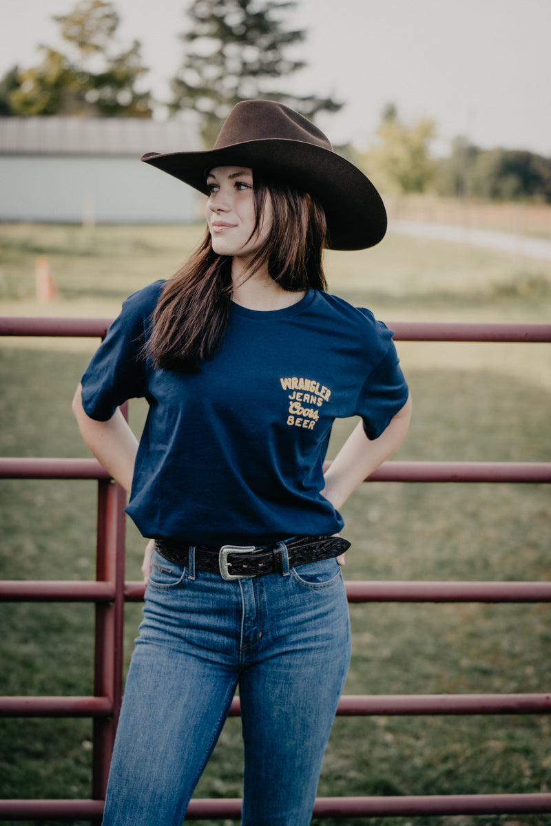 Wrangler X Coors Embroidered Unisex Navy Tee (S-XXL)