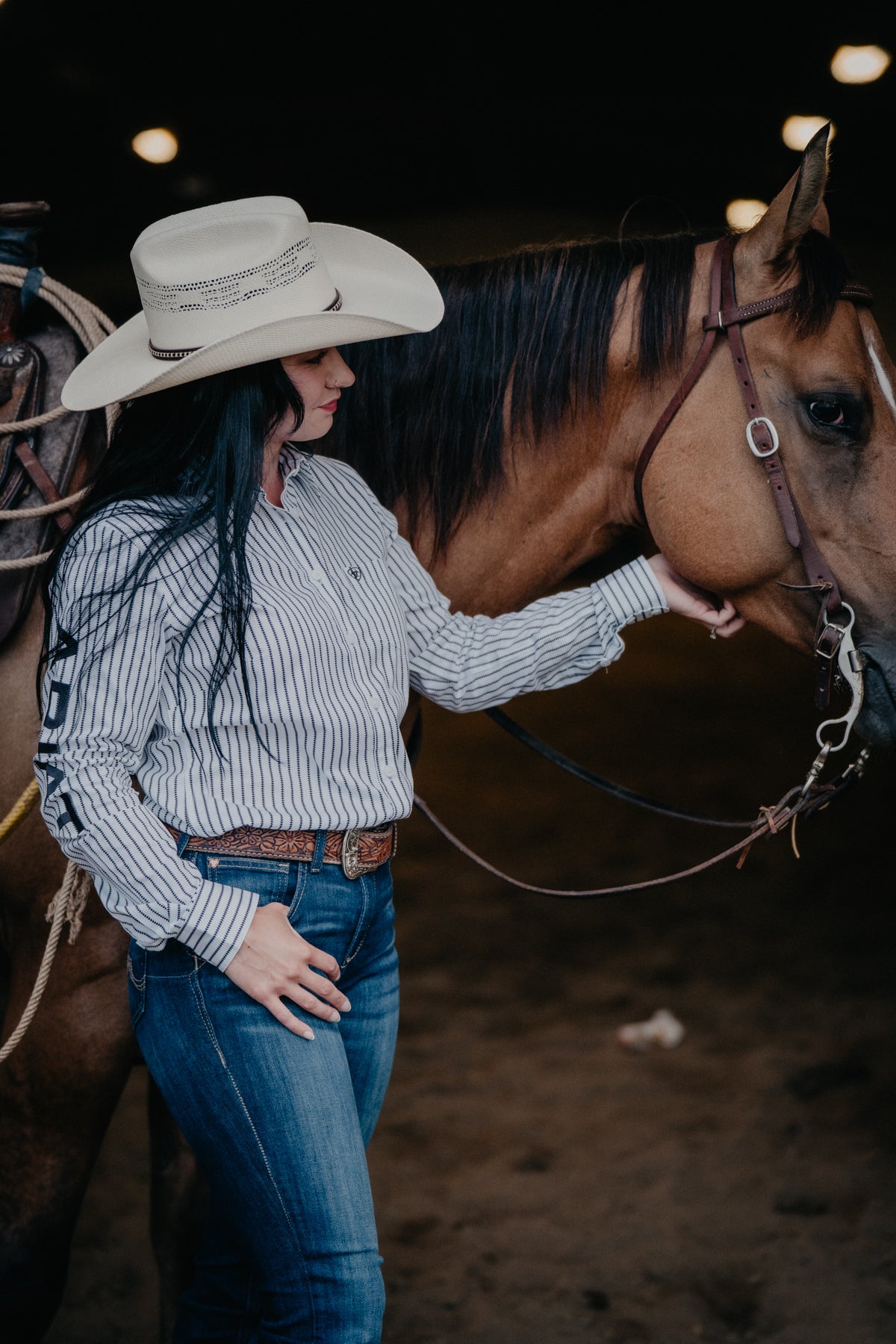 'Athena' Women's Ariat Kirby Black & White Team Button Down Shirt ( XS-XXL)