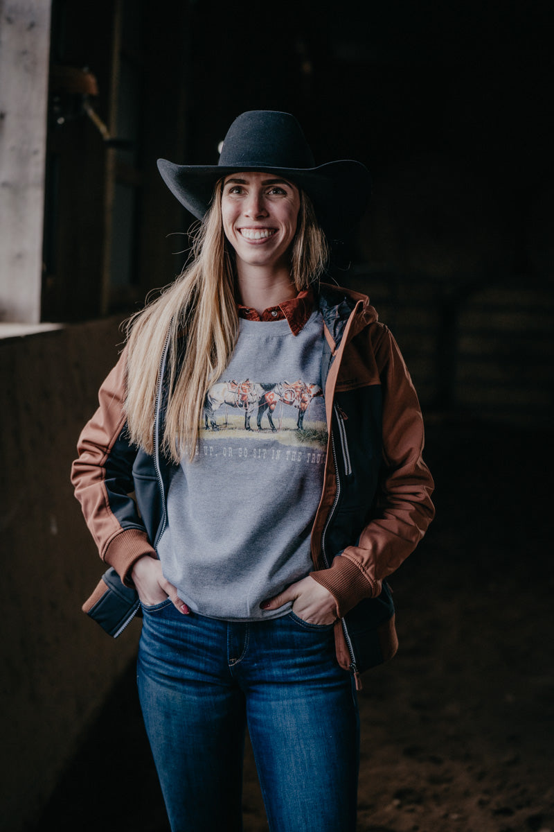 'Saddle Up or Go Sit in the Truck' Grey Crewneck (S-XXL)
