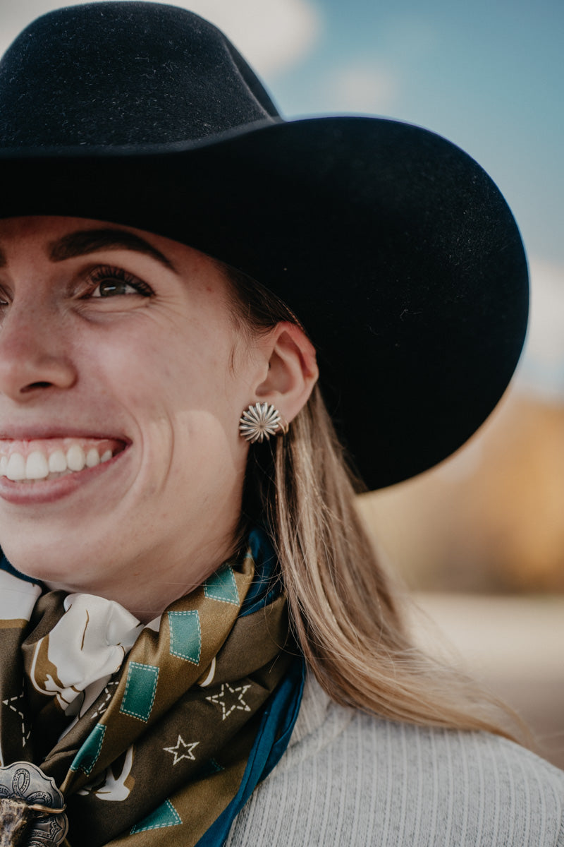 Large Round Sterling Concho Earrings