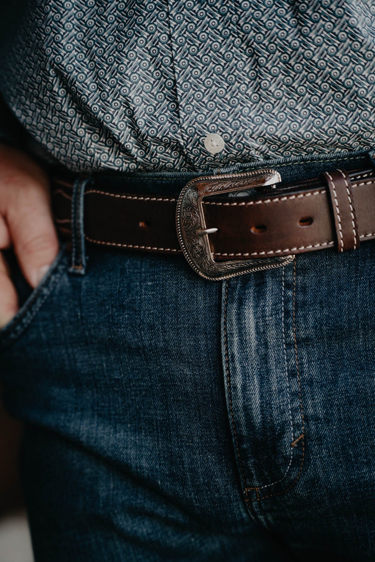 Ranger Men's Simple Dark Brown Leather Belt (30 - 46")