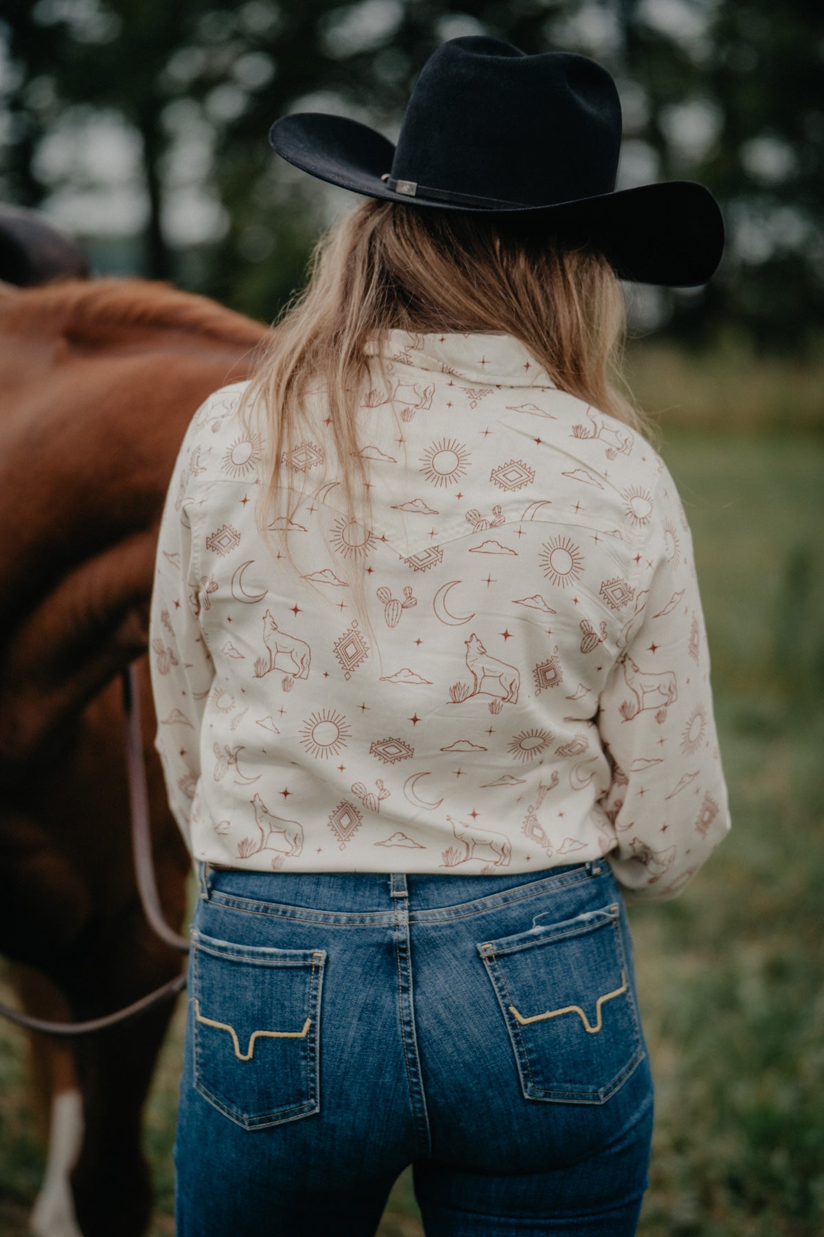 'Luna' Western Toile Long Sleeve Pearl Snap (M ONLY)