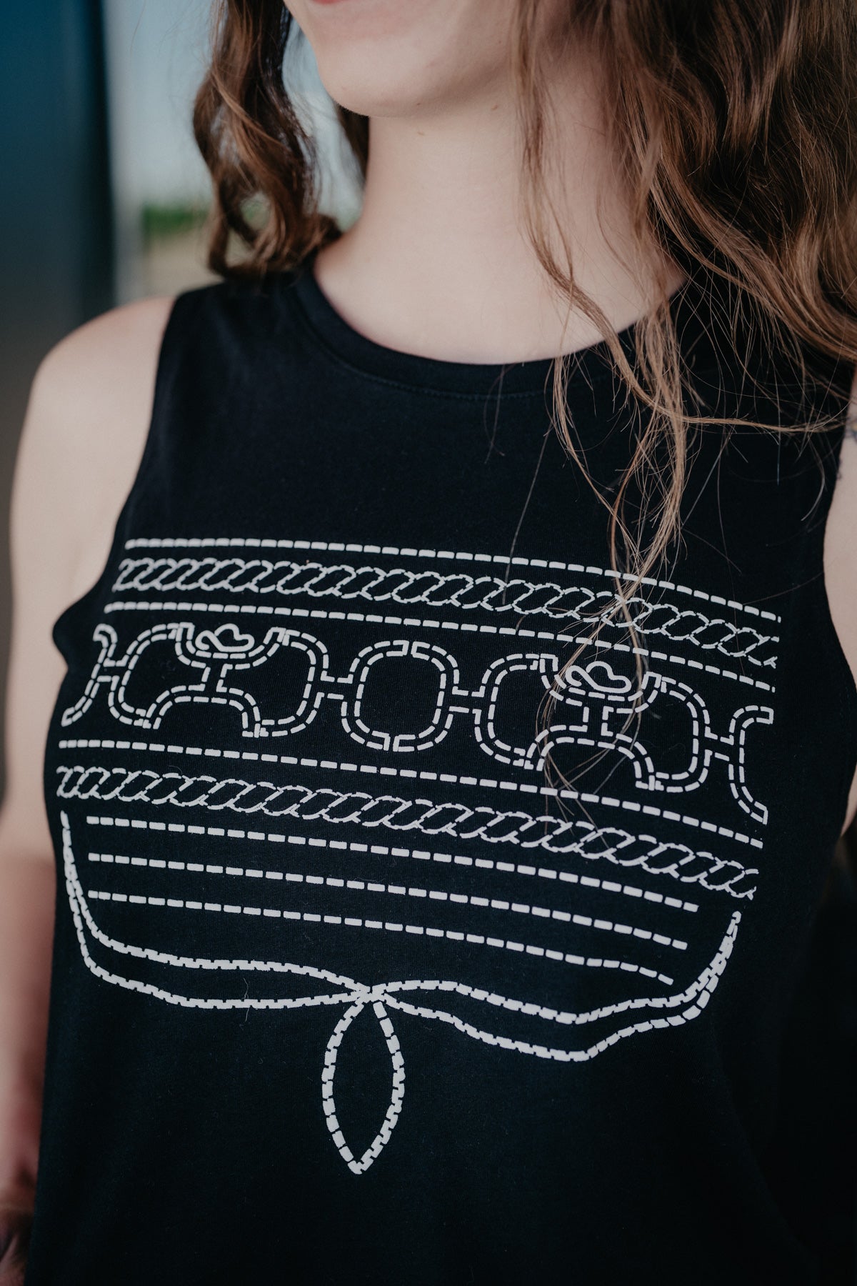 'Leona' Women's Black Hooey Rope Logo Tank Top (S-XXL)