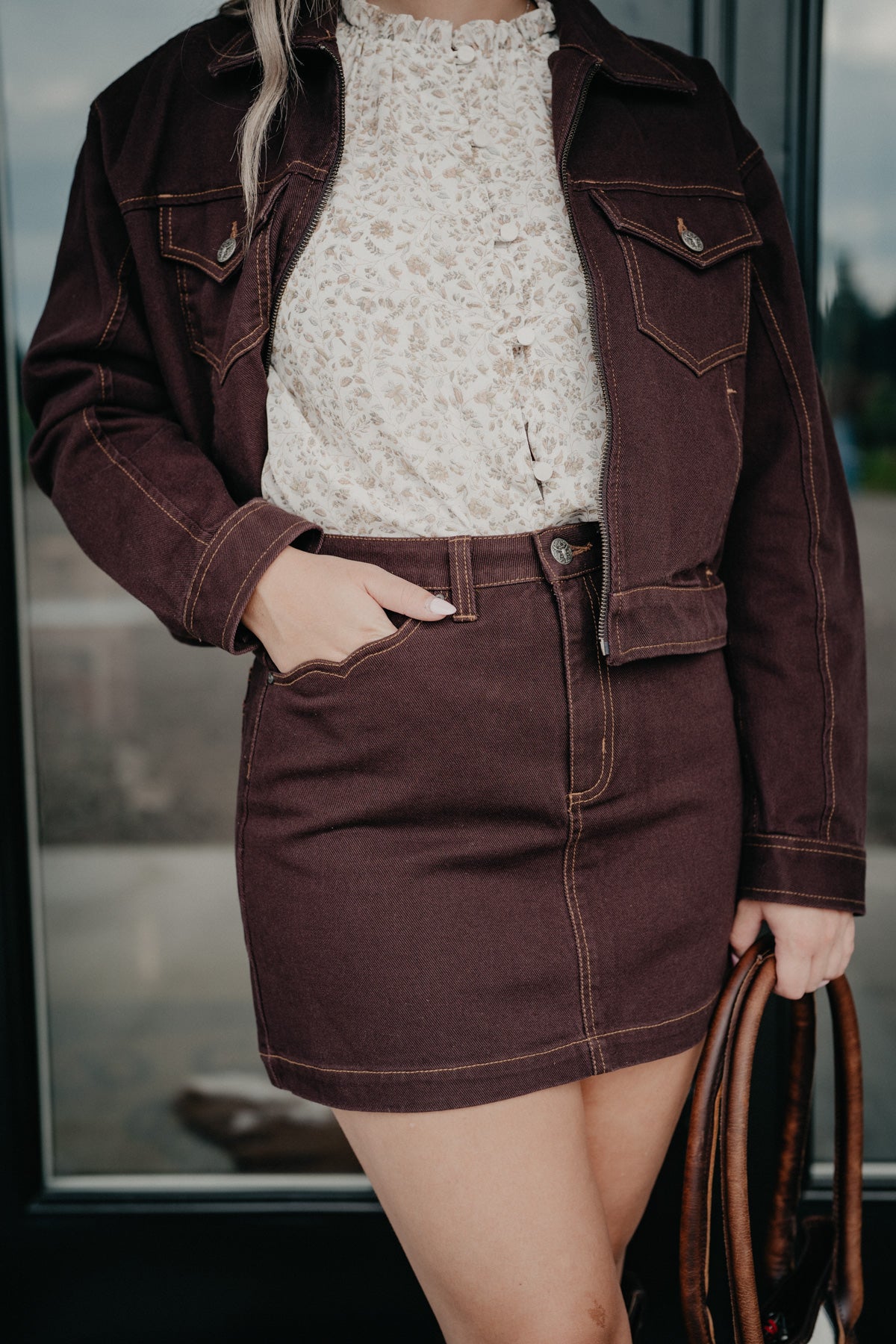 'Caverly' Women's Ariat Mini Skirt in Chocolate Plum