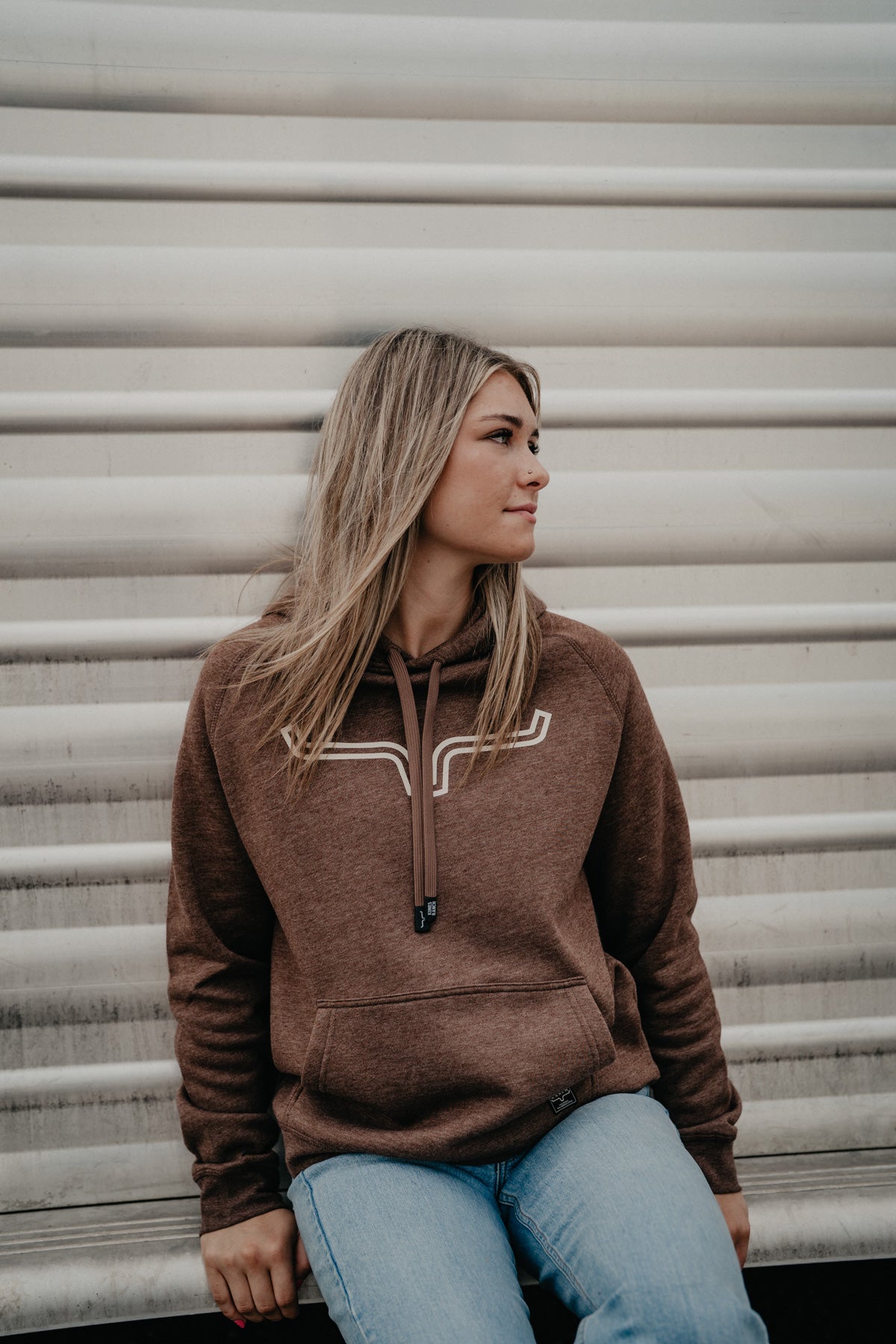 'Outlier' Women's Dark Brown Heather Hoodie by Kimes Ranch