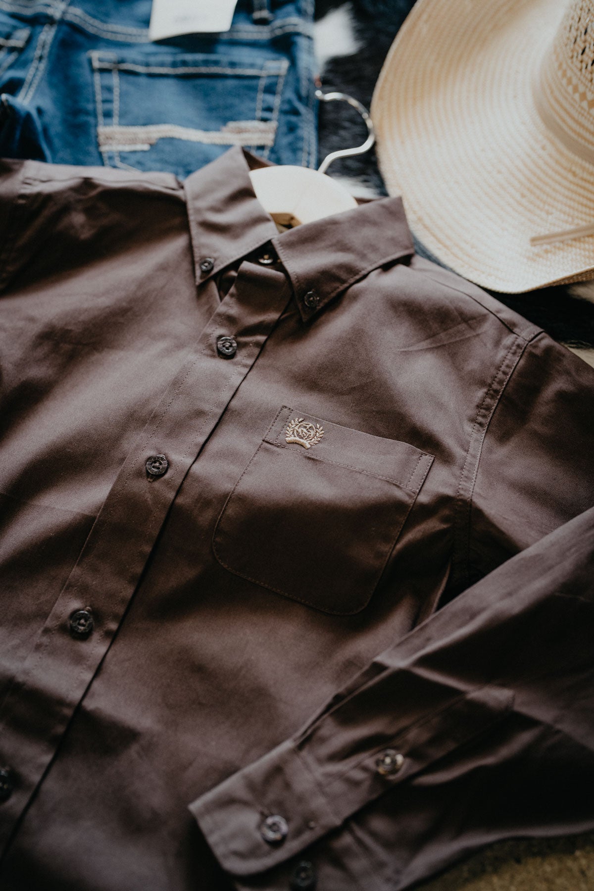 'Beauden' Boy's CINCH Brown Button Down (XS-XL)
