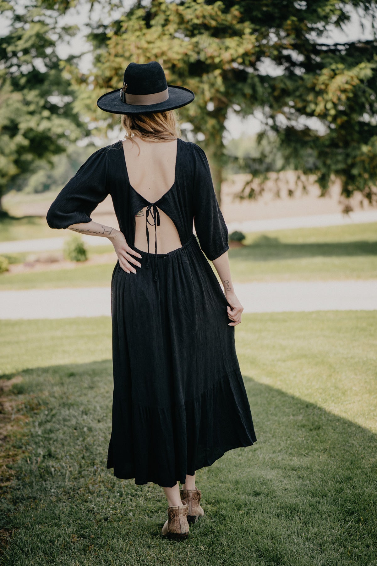 'Spencer' Black Floral Embroidered Maxi Dress (S-XL)