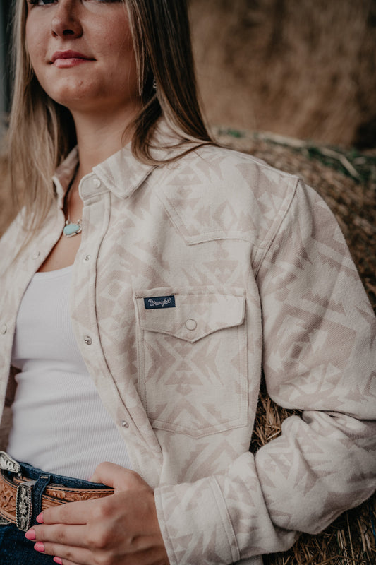 'Loretta' Women's Aztec Pearl Snap Shacket by Wrangler
