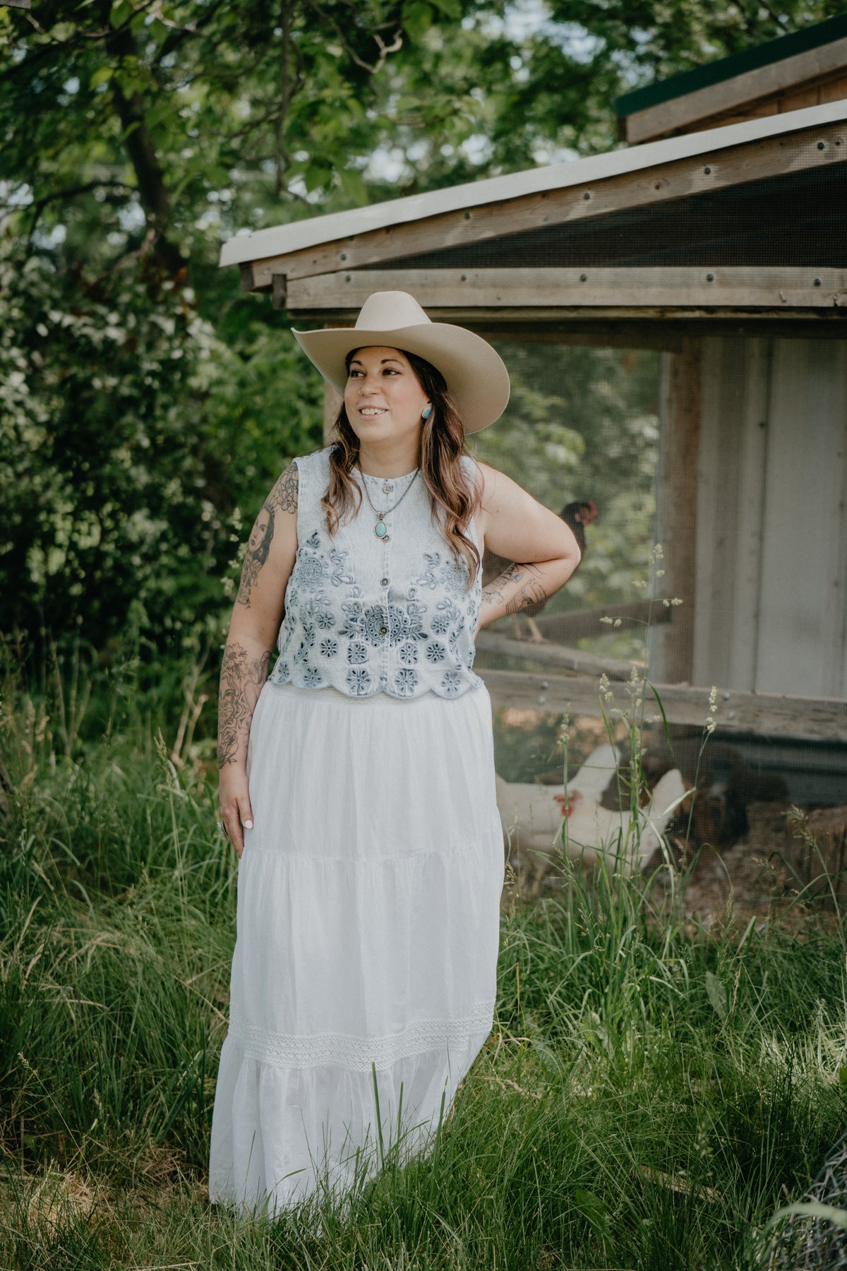'Hydrangea' Ivory Gauze Skirt (S - XXL)