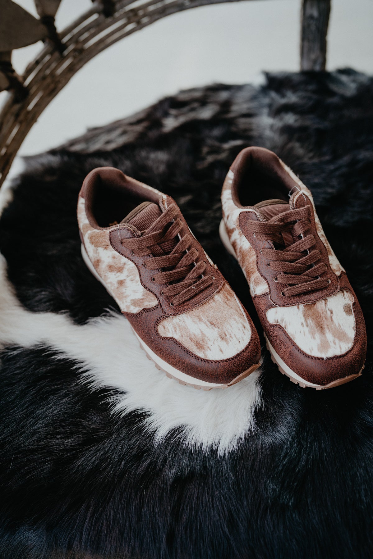Women's Faux Cowhide & Leather Lace Up Jogger by Roper