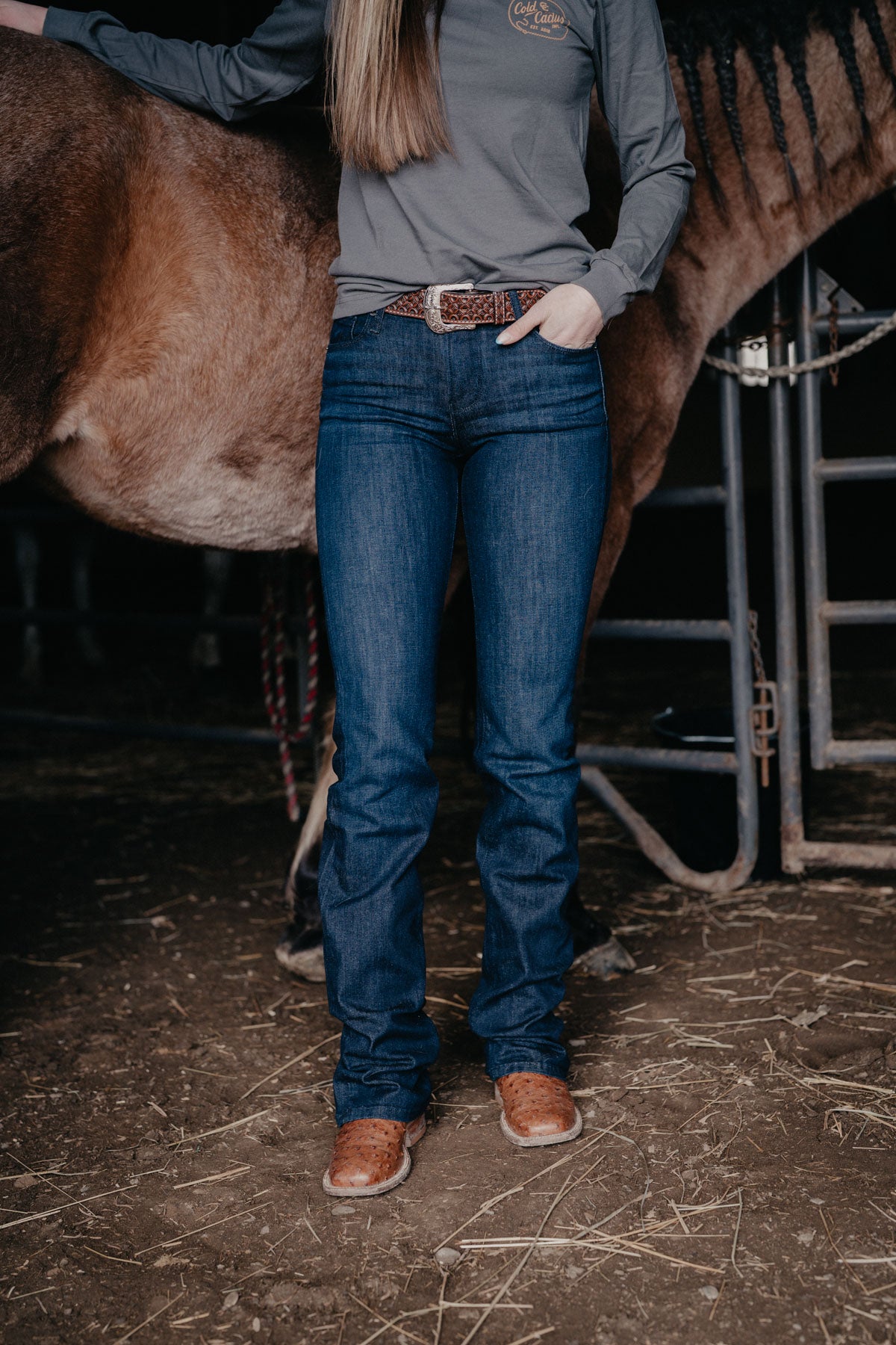 'Venice' Haala Slim Bootcut Jean {Deep Ocean with Navy Stitching}