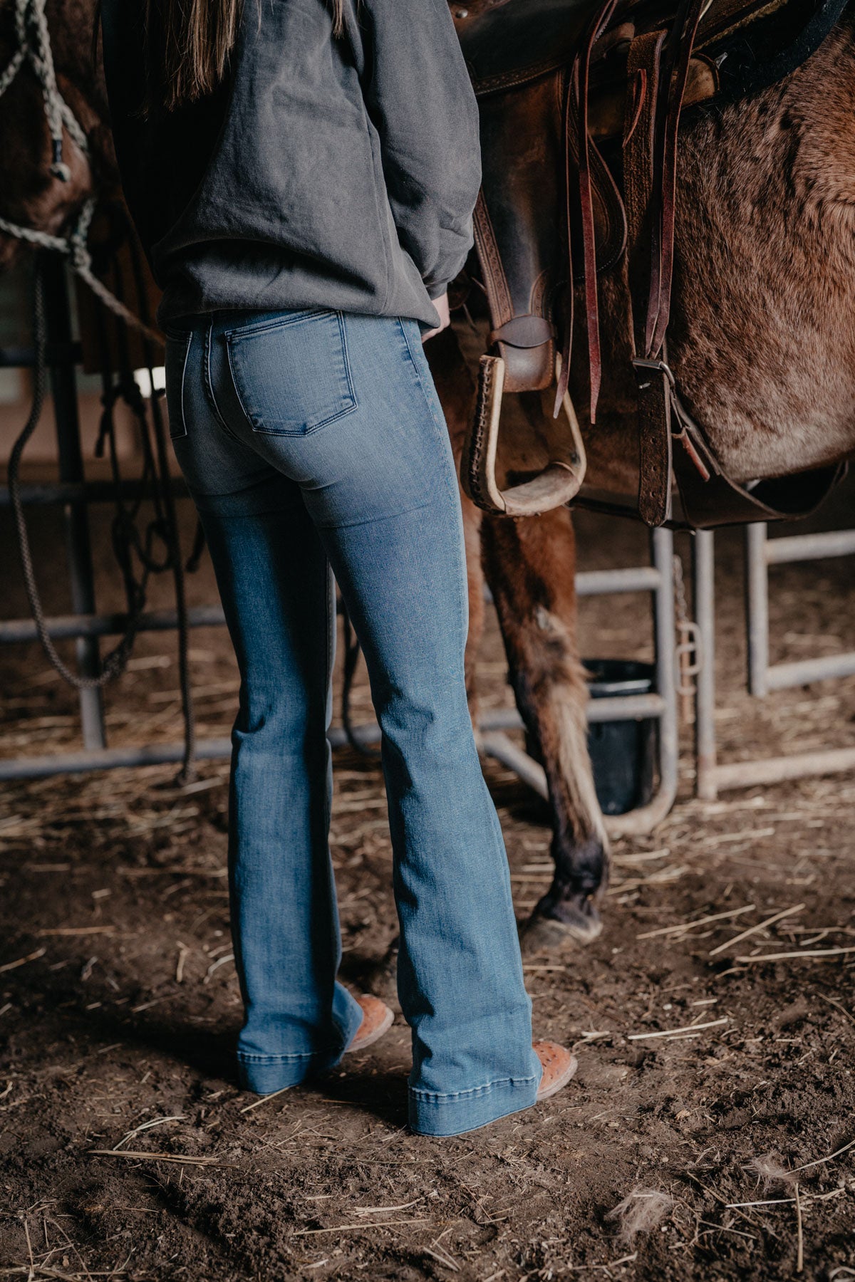 'Bella' Haala Denim Trouser Jean {Vintage Blue with Navy Stitching}