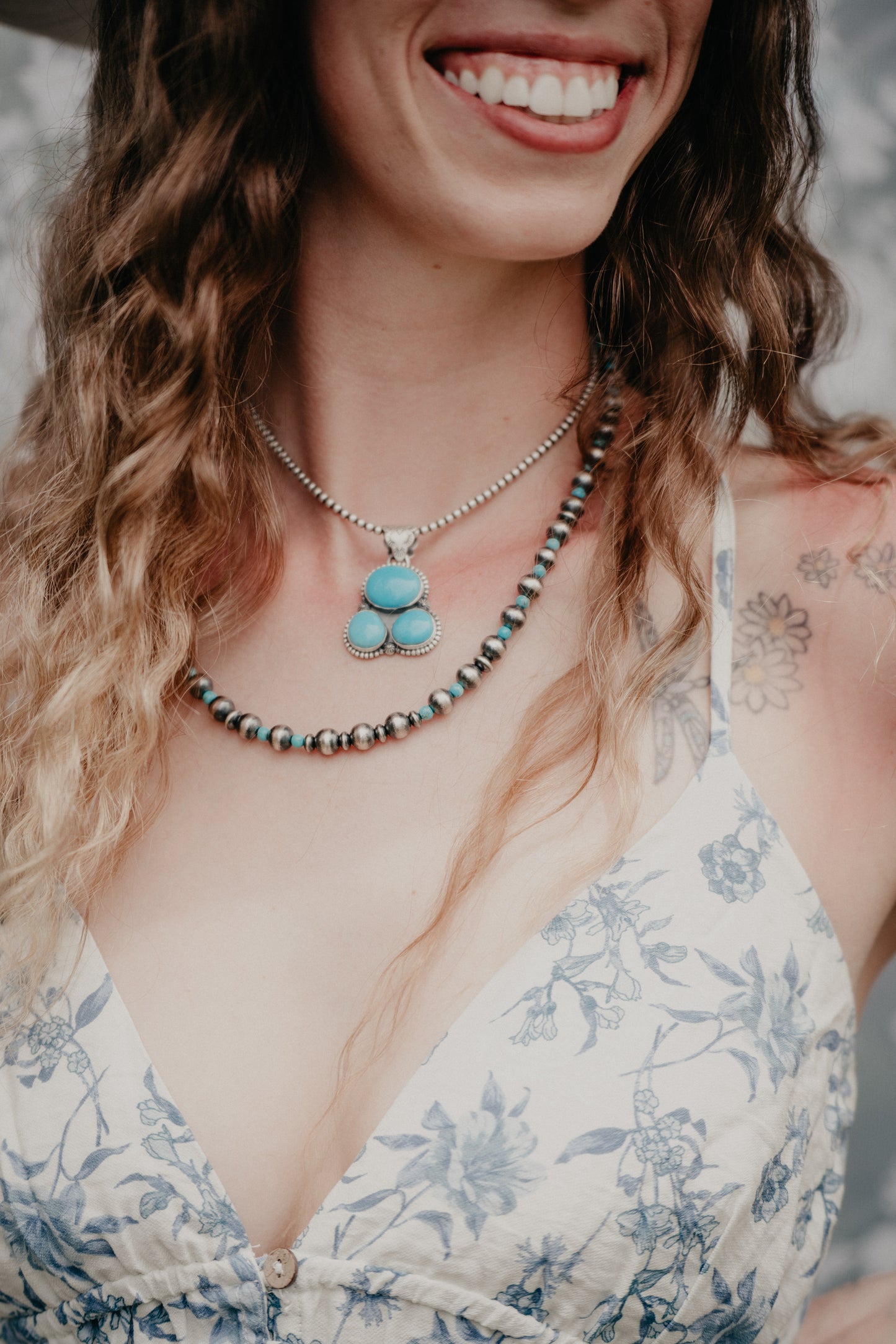 Navajo Pearl and Turquoise Necklace 16"
