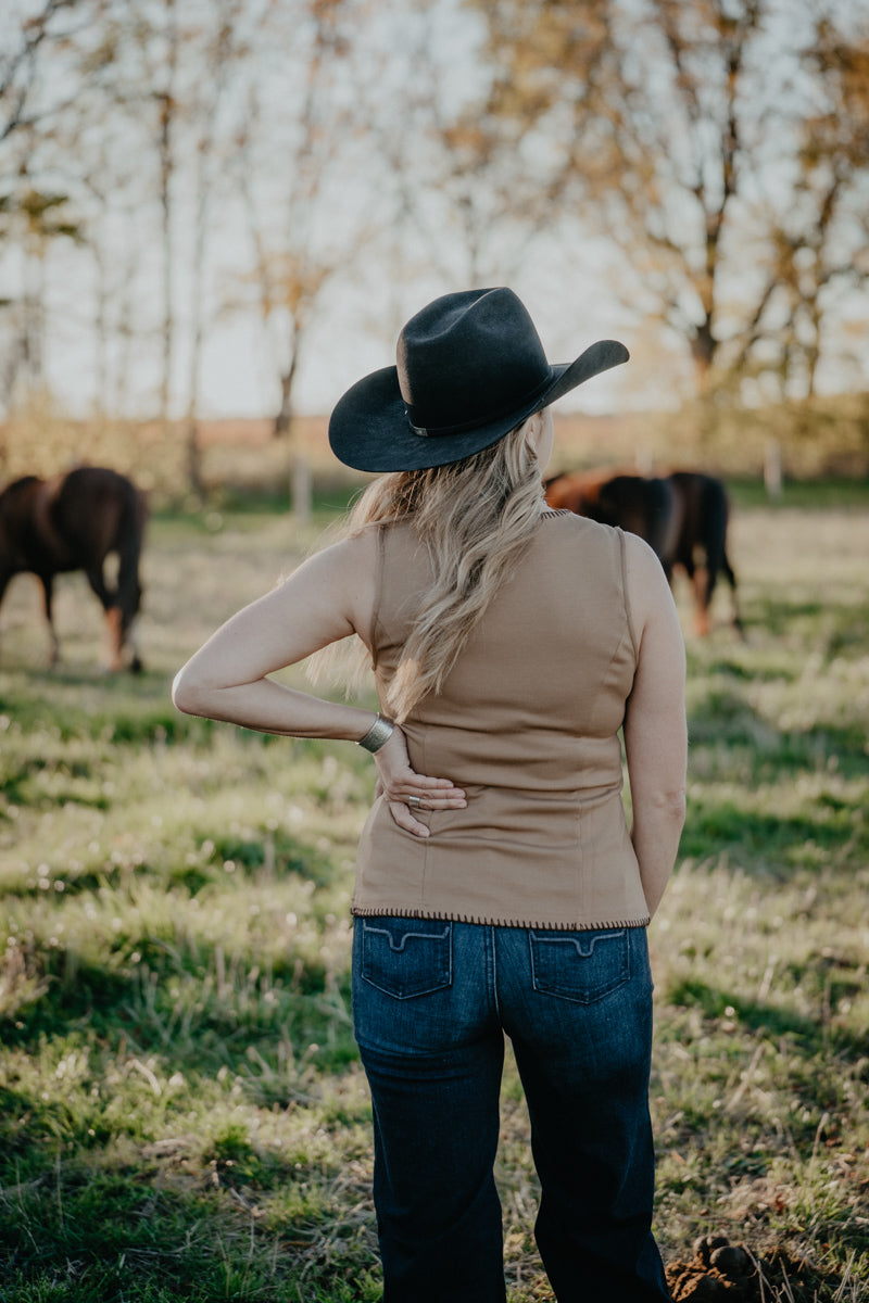 'Donna' Contrast Whipstitch Trim Button Down Vest (S-L)