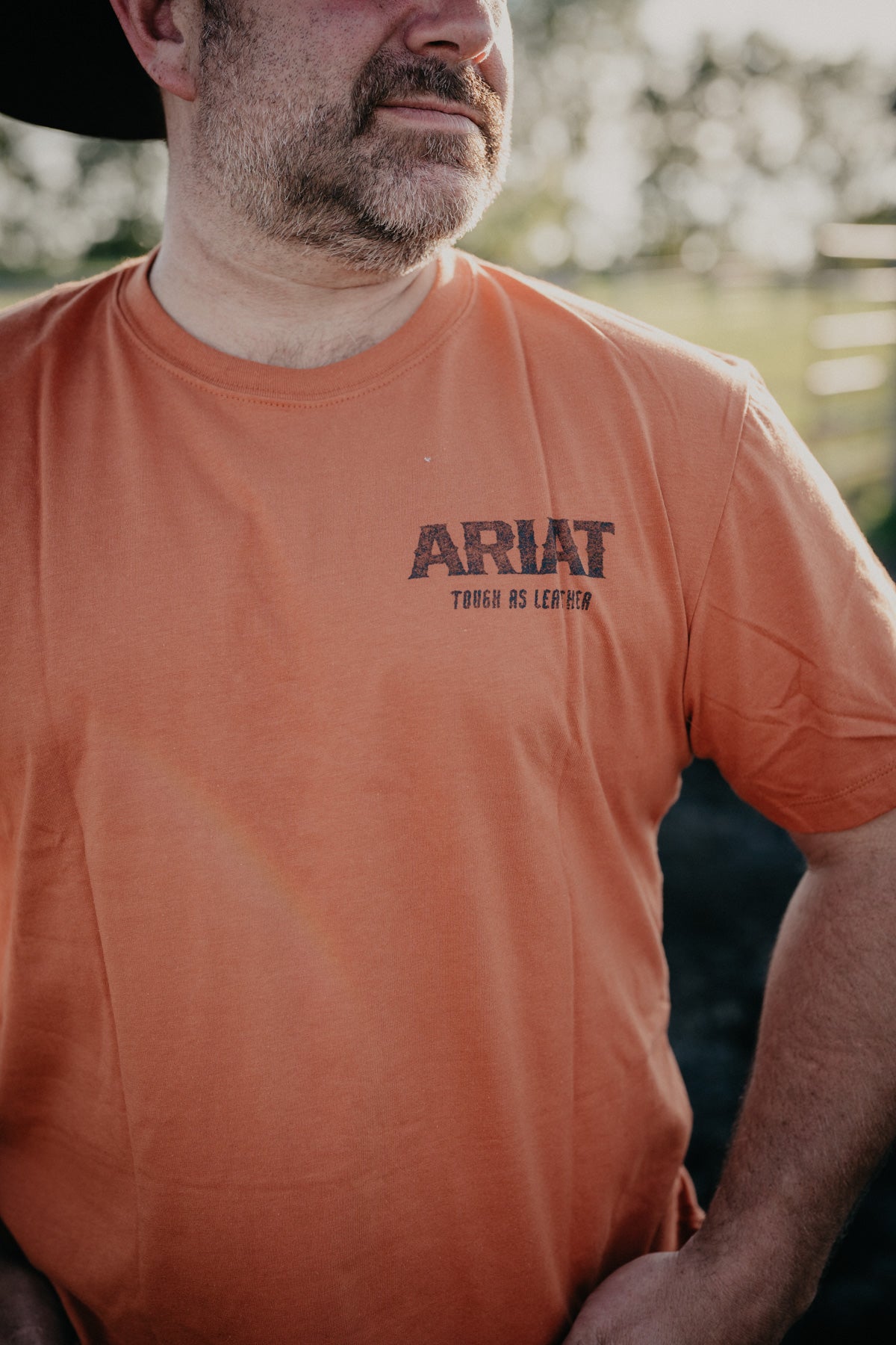 'Tough Leather' Men's Burnt Orange Ariat T-Shirt