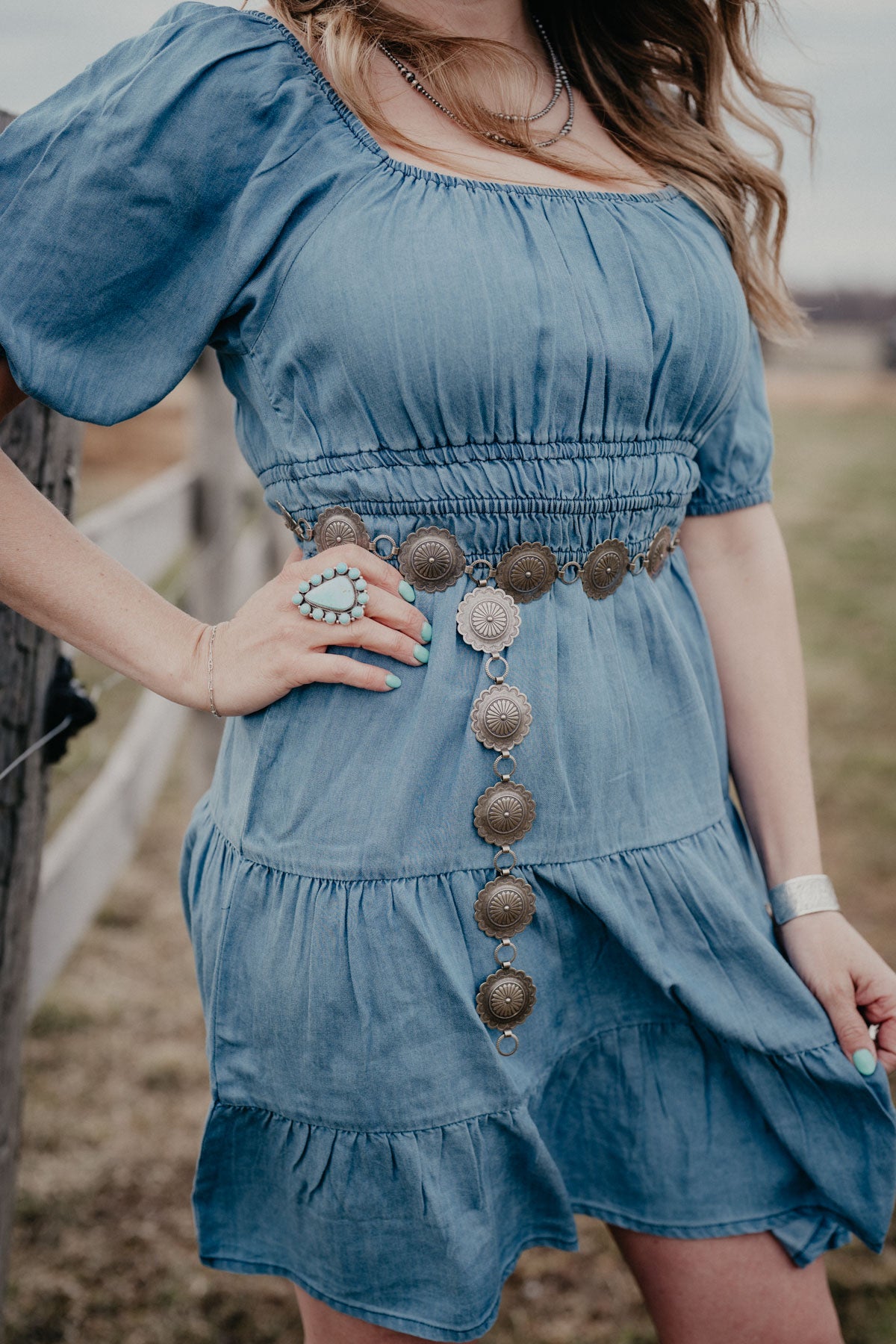 'Juliet' Women's Denim Tiered Mini Dress (XS-XXL)