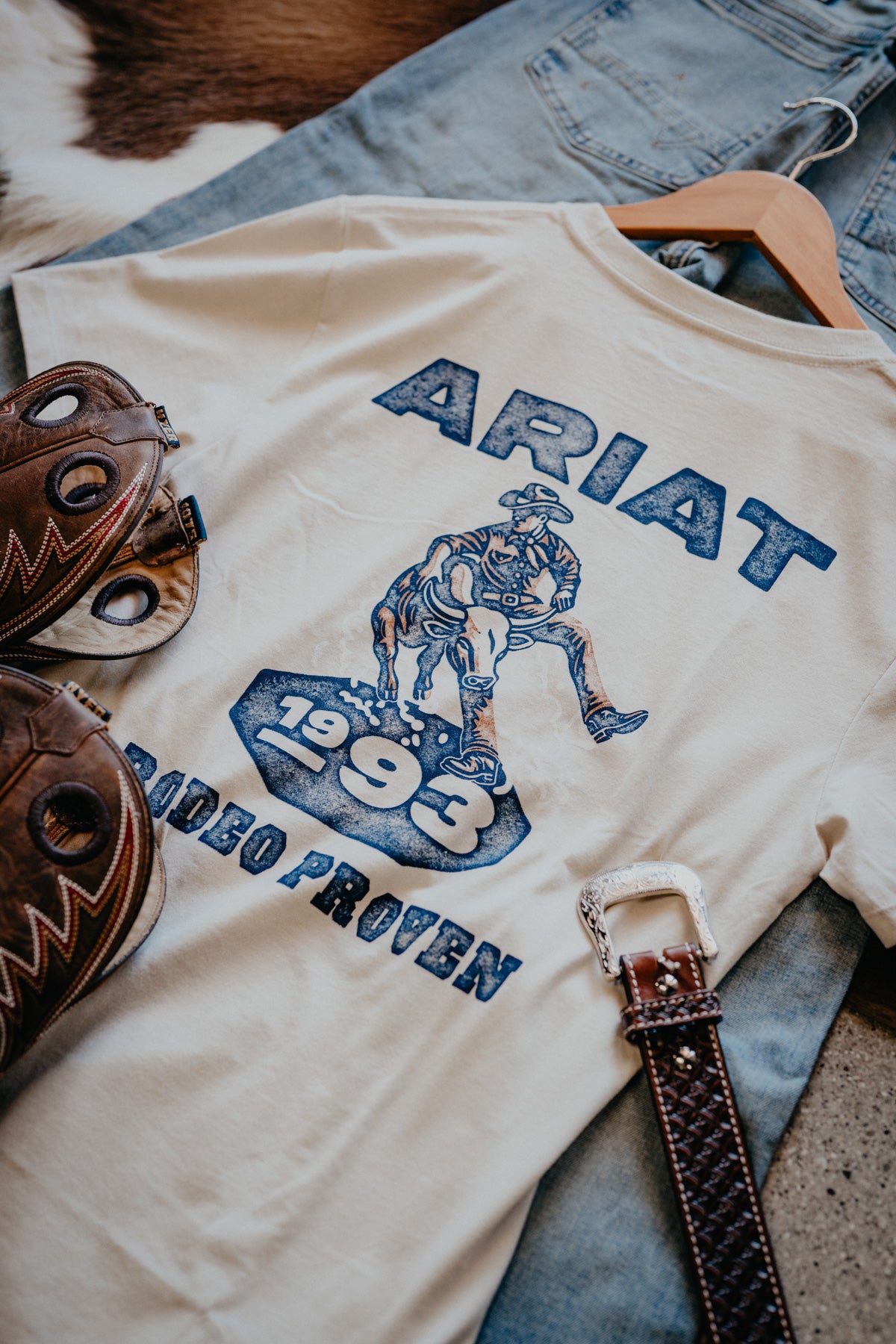 'Rodeo Proven' Men's Cream Ariat T-Shirt (S-XXL)