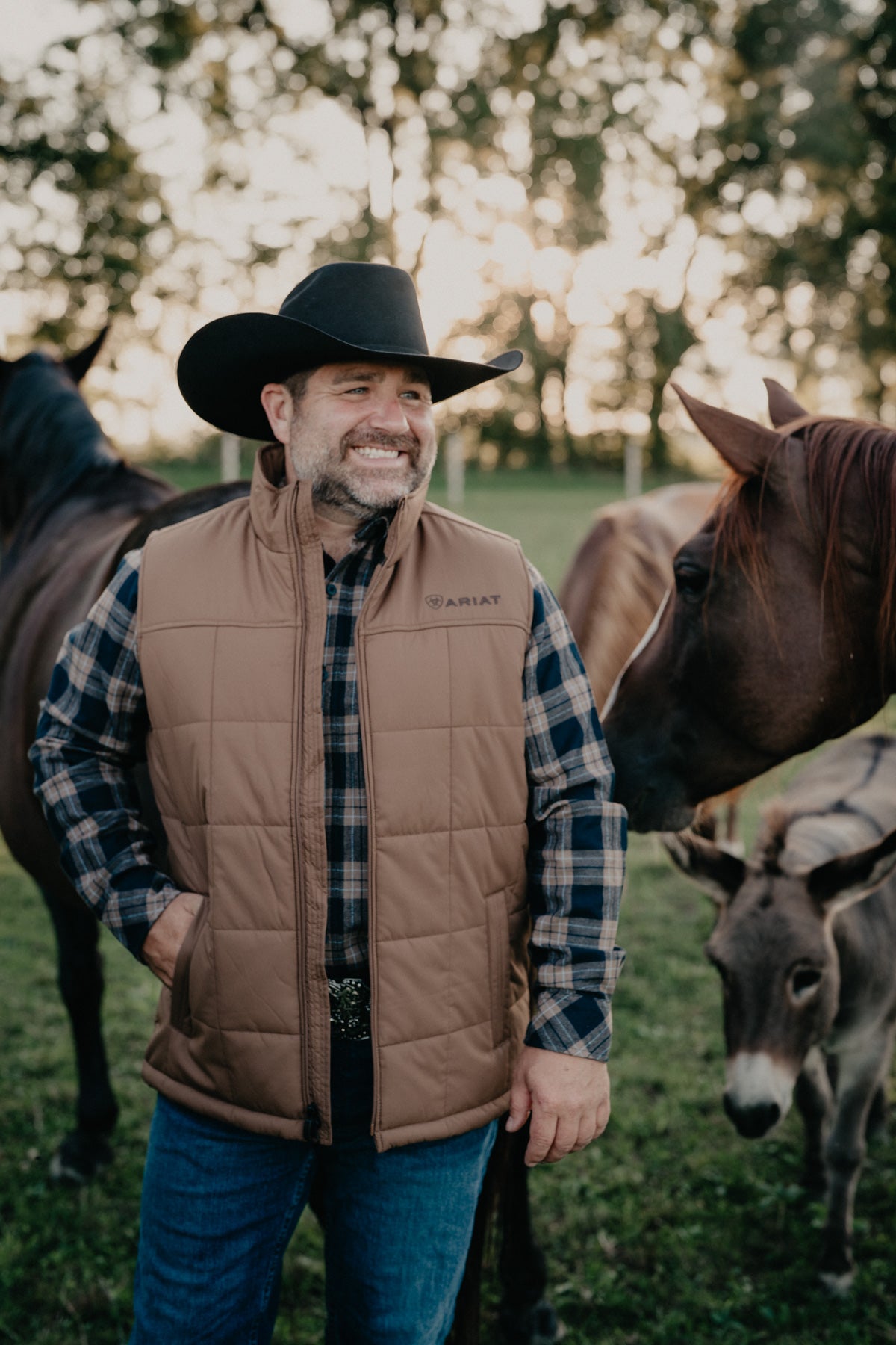 'Flint' Navy and Tan Flannel Button Down by Wrangler