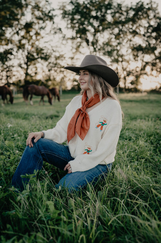 'Ropin' Cowboy' Cream Knit Cardigan