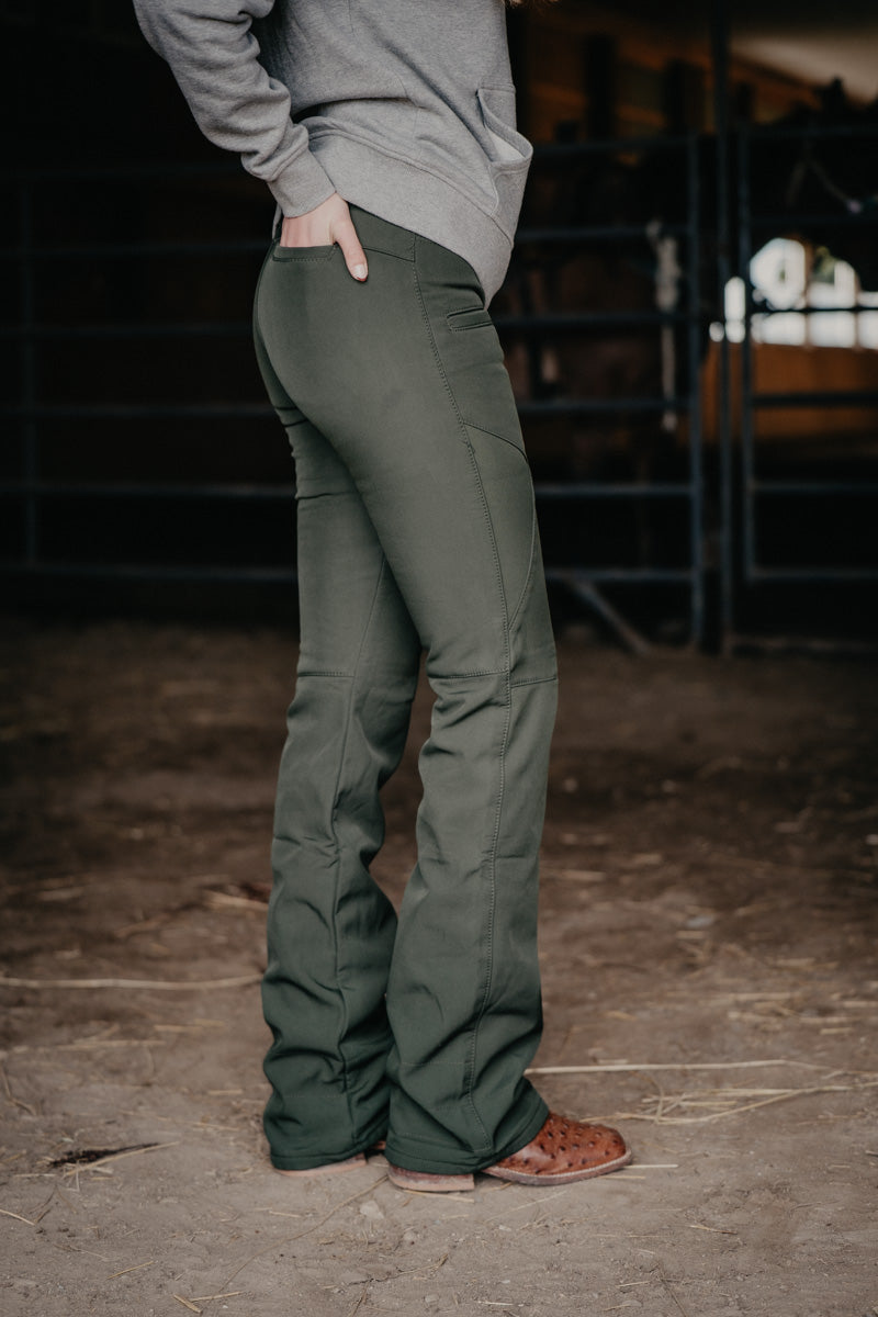 Cowgirl Tuff Fleece Lined OLIVE GREEN Microfiber Winter Pants