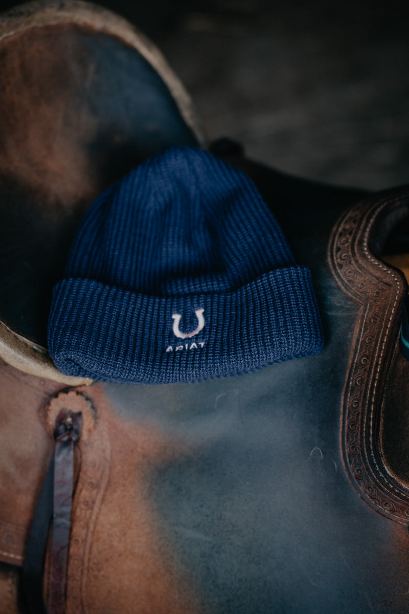 Youth Horseshoe Navy Beanie (One Size)