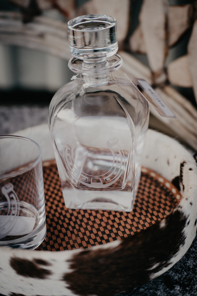 Horseshoe Etched Glass Decanter