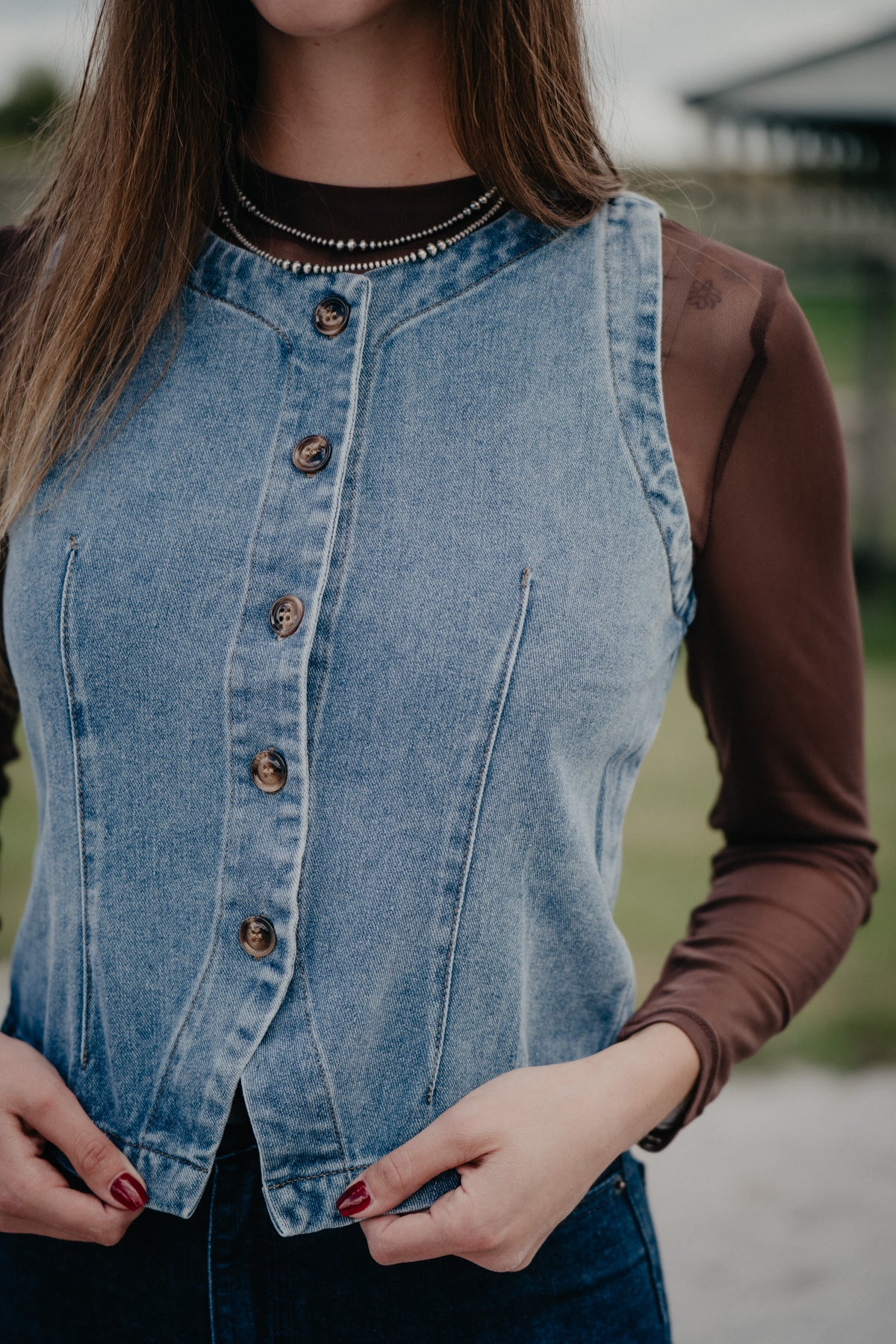 'Denim Darling' Denim Button Up Vest