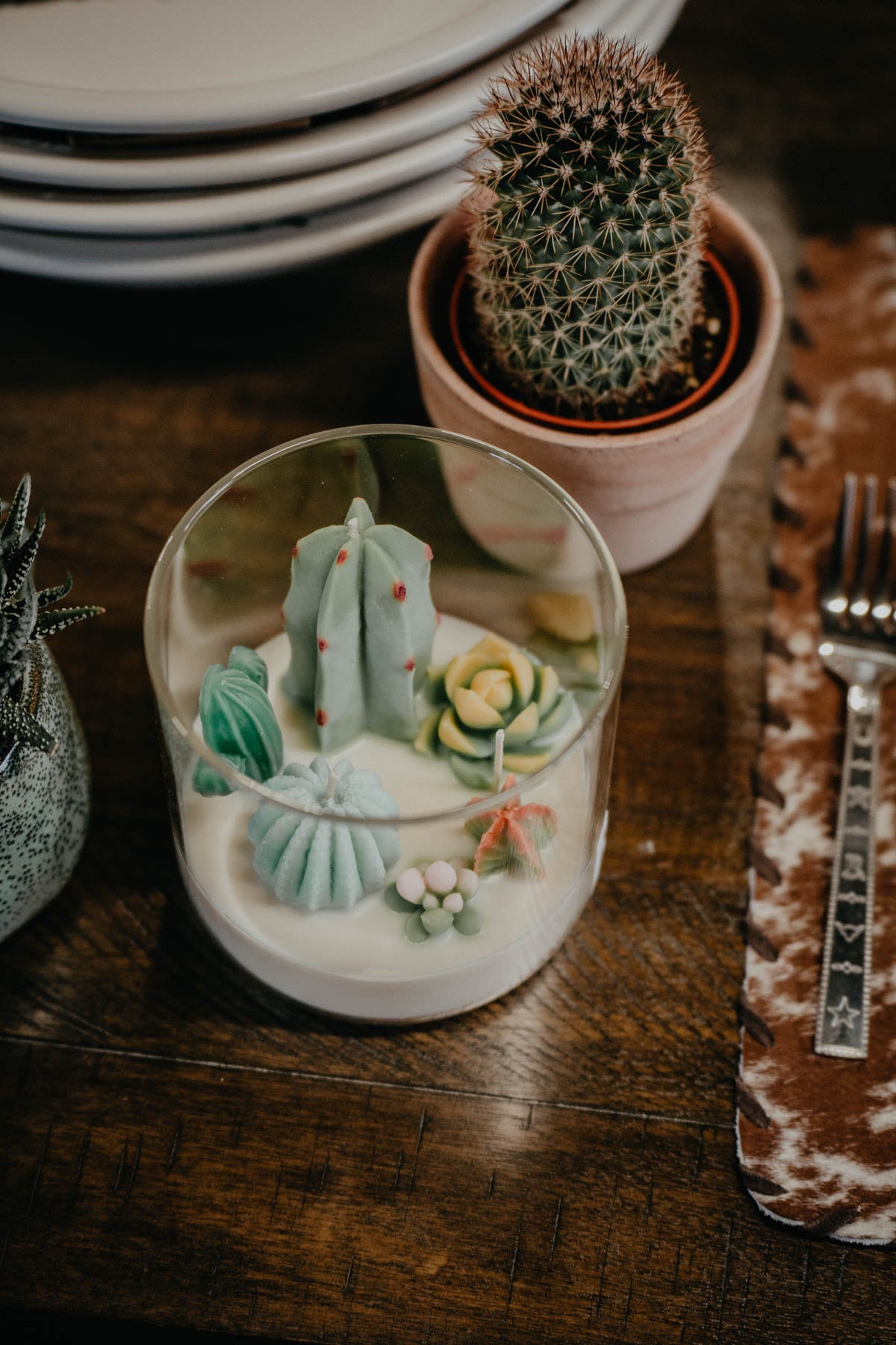 Large 3-Wick Cactus Terrarium Candle (Mountain Walk Scented)