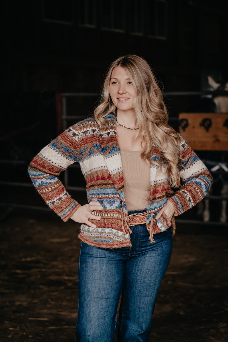 'Scottie' Aztec Knit Cardigan with Tassel and Concho Detail (S-XXL)