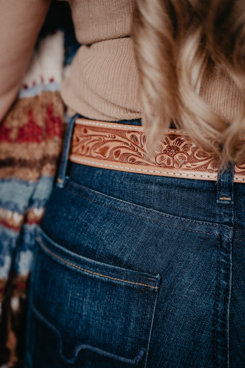 Handtooled Traditional Floral Belt by Double J Saddlery
