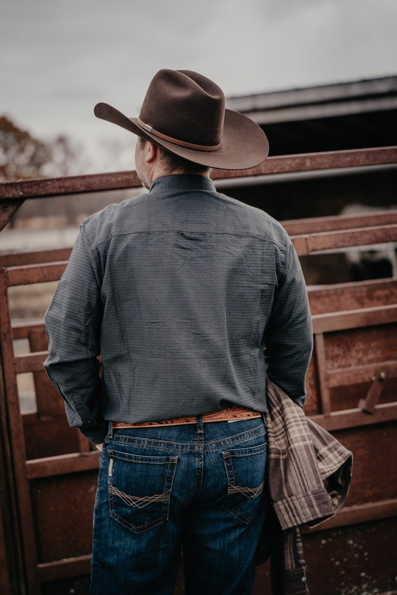 'Johnny' Men's Cody Johnson One Pocket Button Down Shirt Black Shadow (S-XXL)