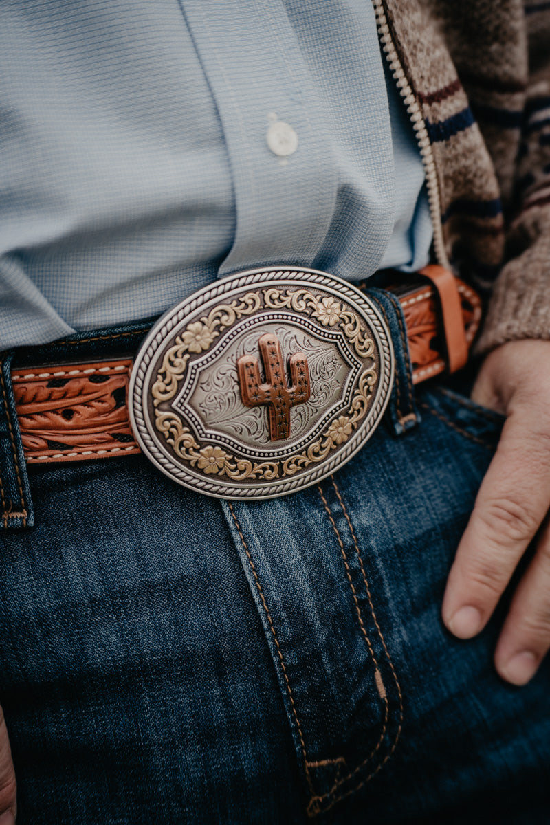 Oval Rope Edge With Copper Cactus Center