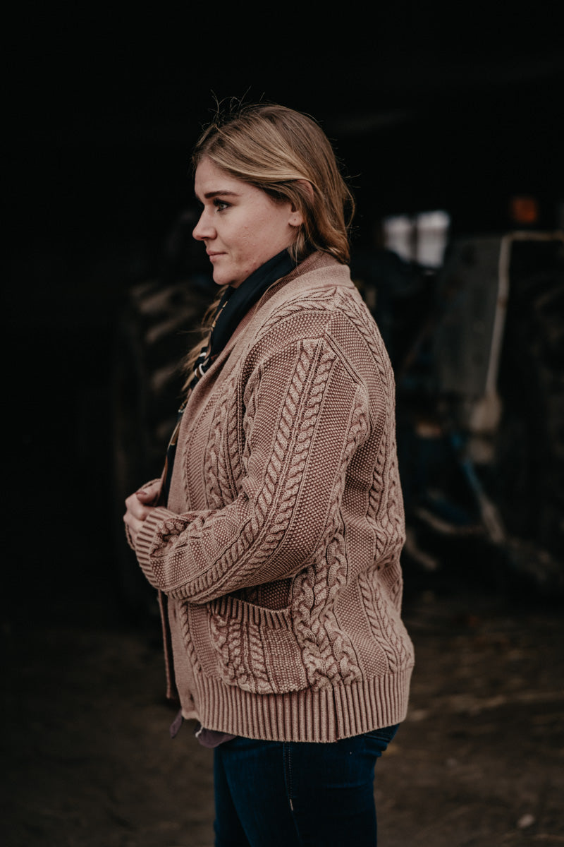 'Arley' Brown Cable Knit Cardigan by Howdy Hanny (S-XL)