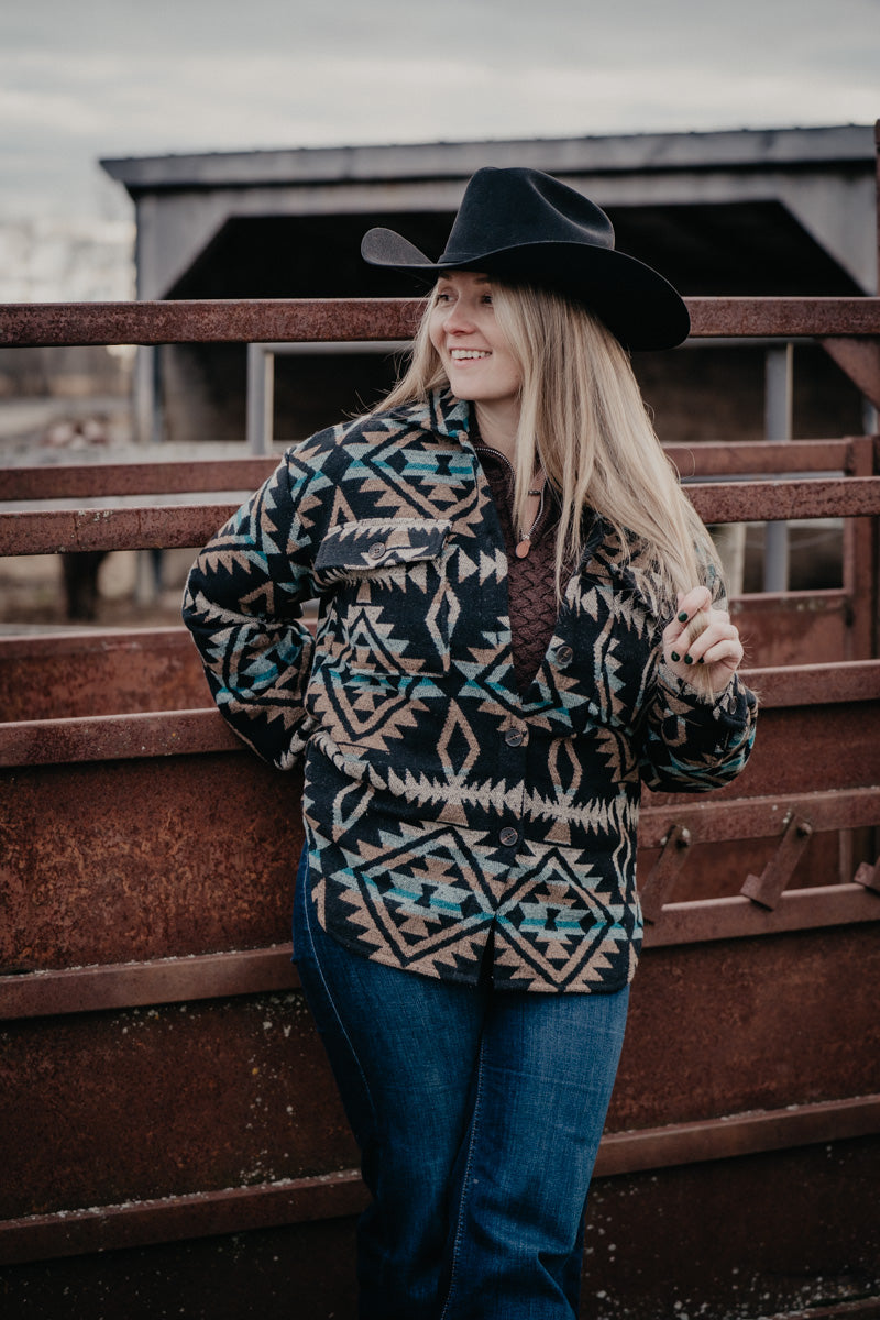 {Pink Friday Door Crasher} Aztec Button Down Shacket by Roper (S - XL)