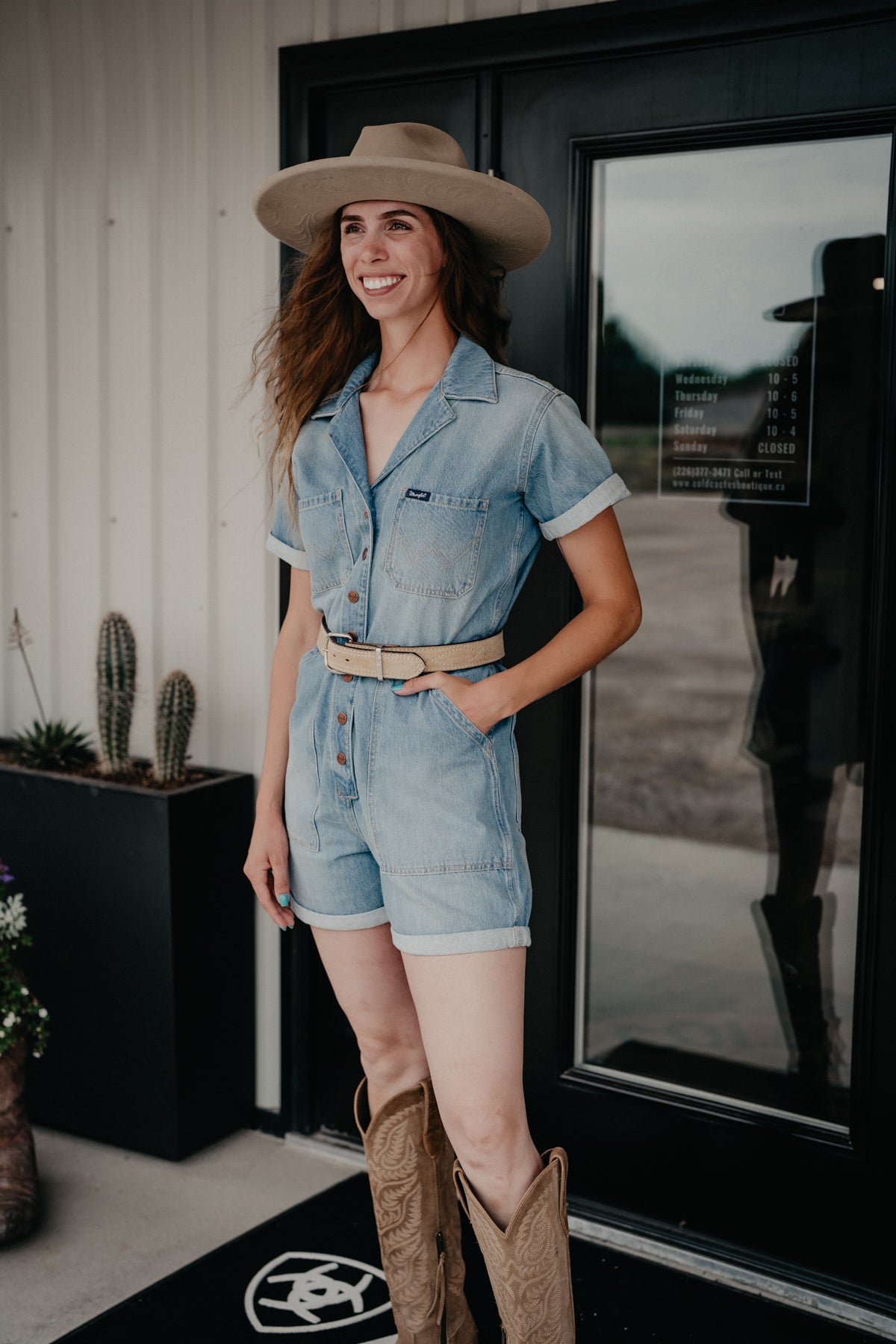 'Wrenley' Wrangler Denim Snap Romper (XS-XXL)