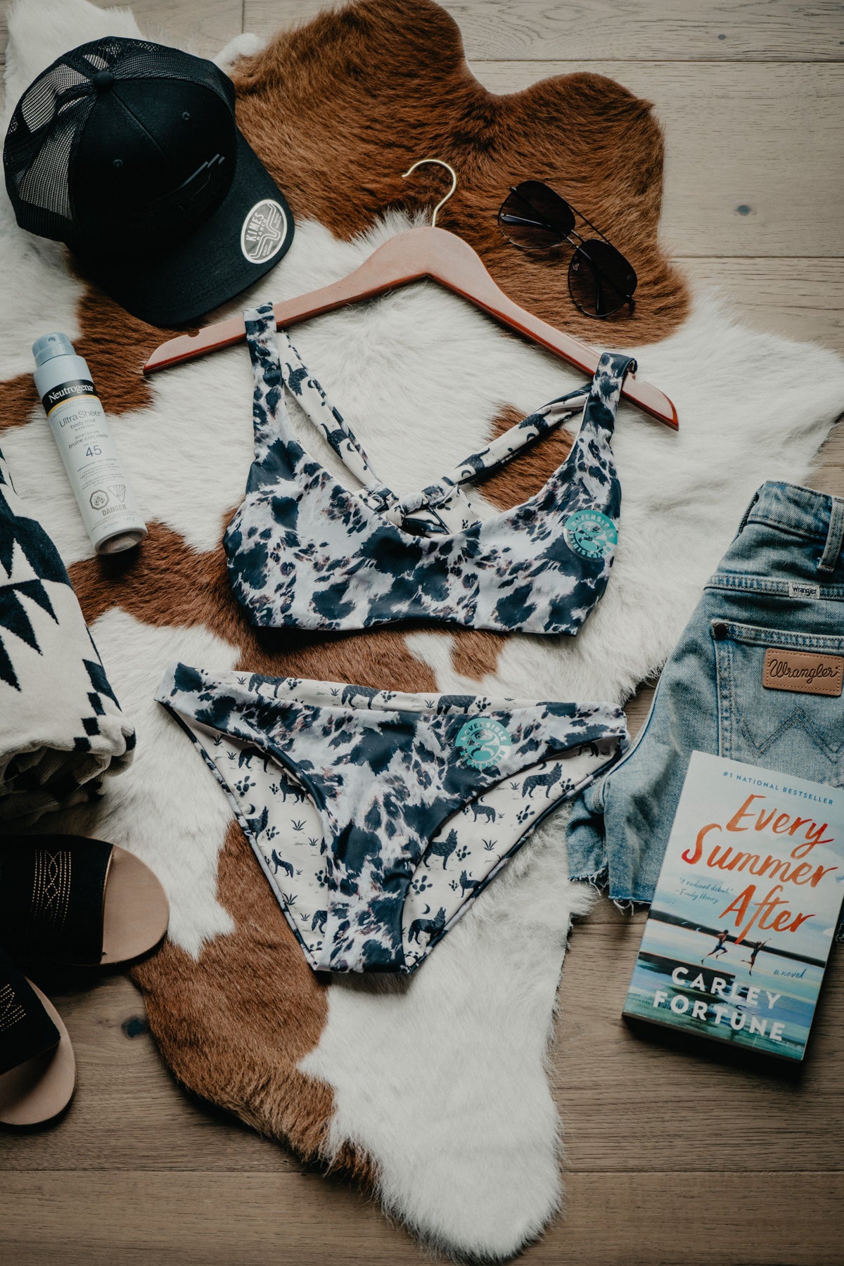 Hooey Ladies Cowprint / Coyote Reversible Swimsuit BOTTOMS (XXL Only)