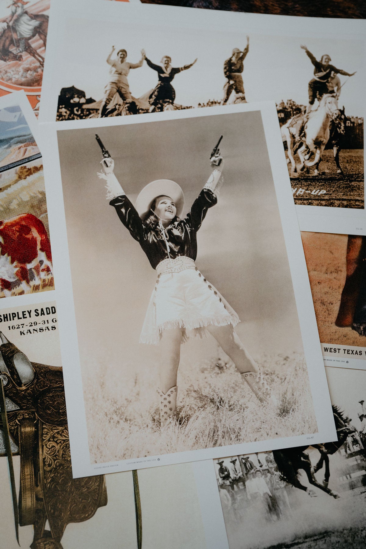 'Cowgirl with Six-Shooters' Retro Poster