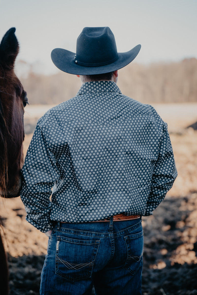 'Calloway' Men's Allover Print Grey Shirt by Roper (XXL Only)