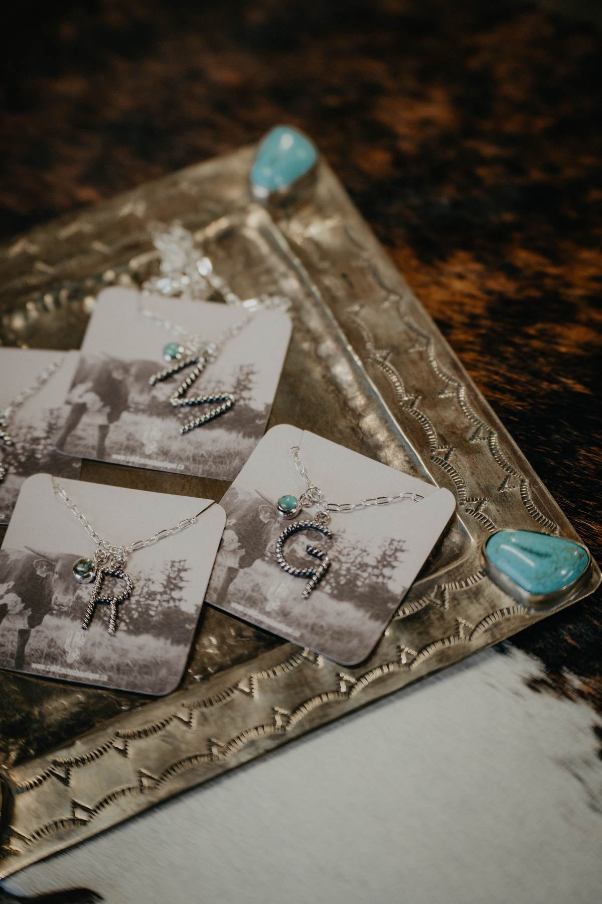 Sterling & Turquoise Rope Letter Necklace