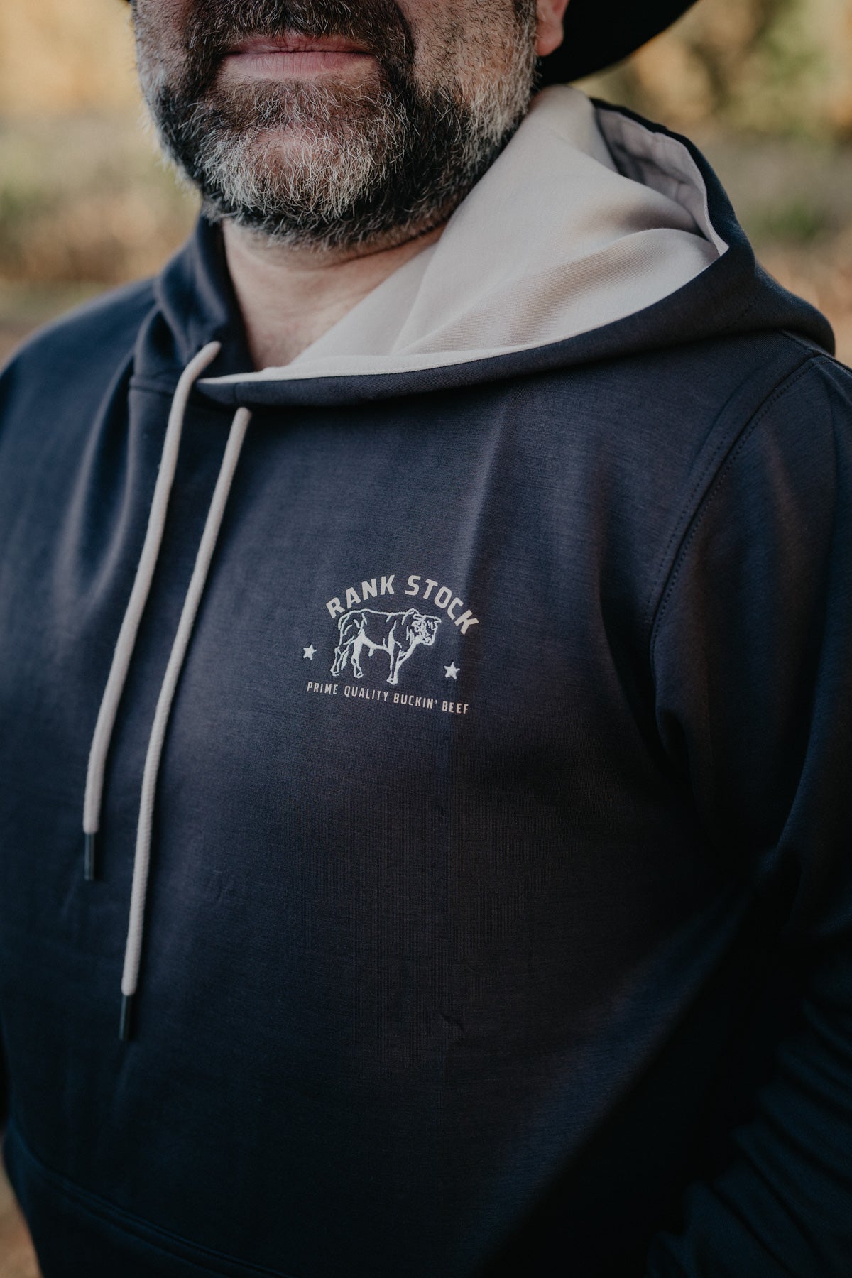 'Cattleman' Men's Dark Brown Hoody with Logo on Back