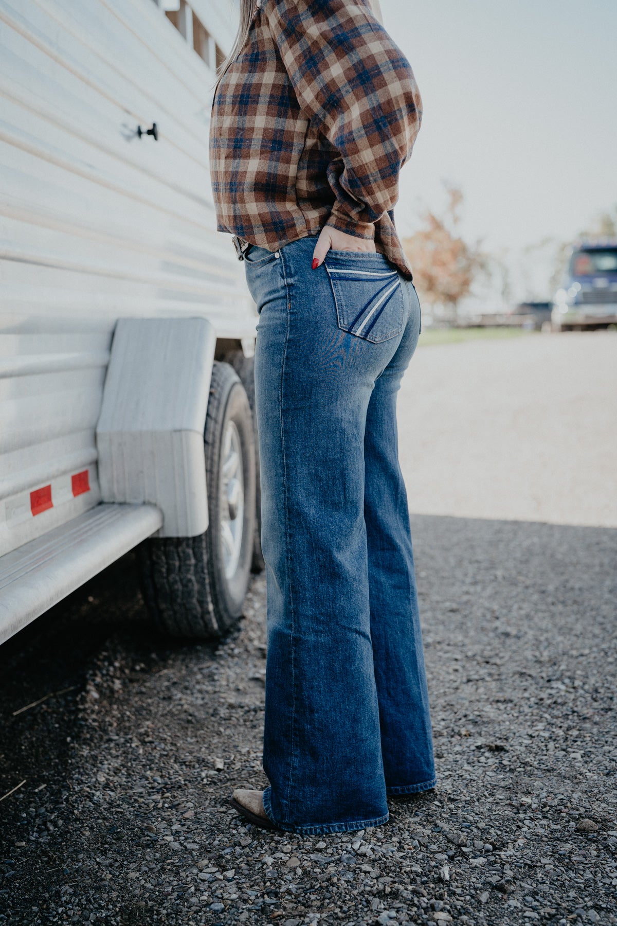 'Blue Fern' Ultra High Rise 'Jo' Wide Leg Jean by 7FMK 32" Inseam