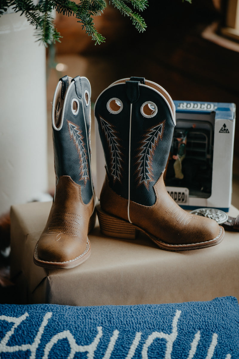 Roper Kids Square Toe Boots {Tan Faux Leather}