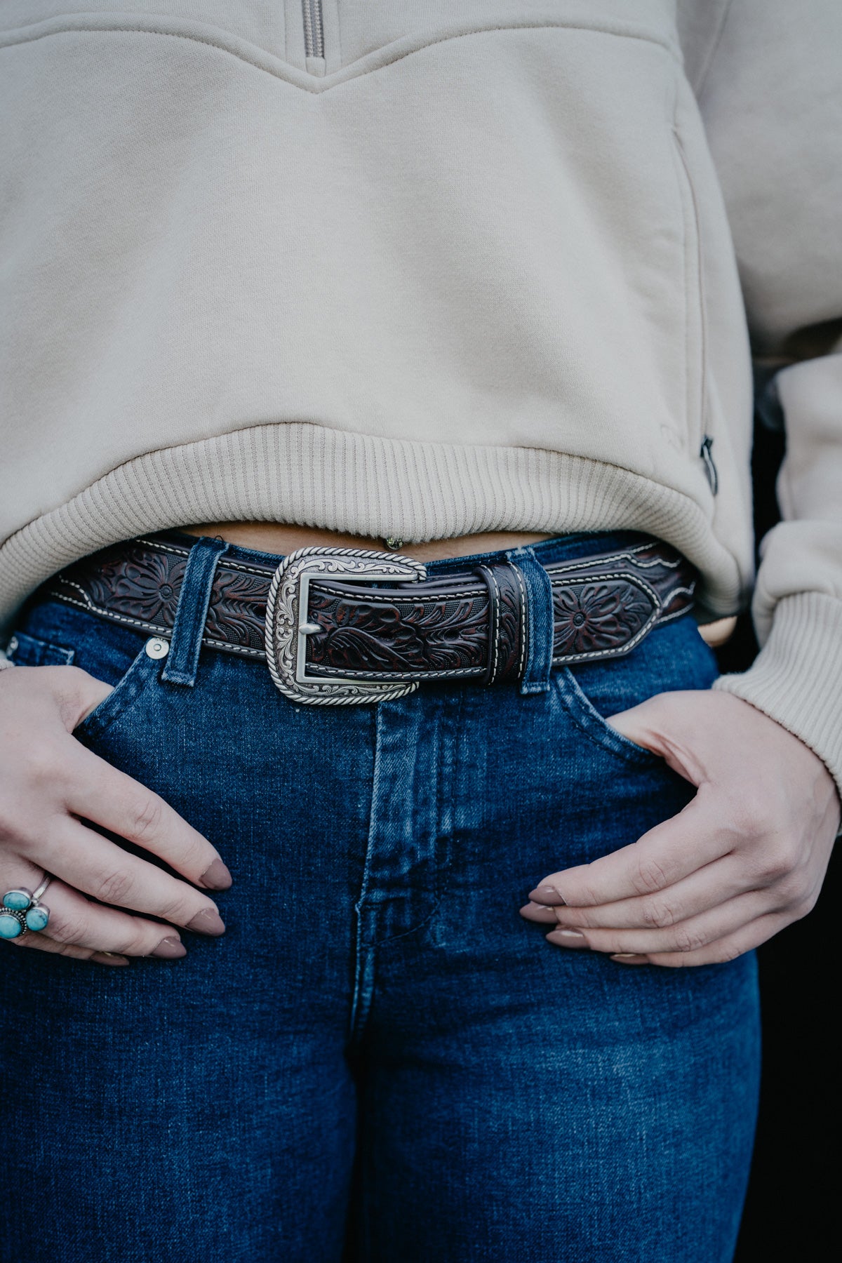 Ariat Brown Ostrich Embossed Belt
