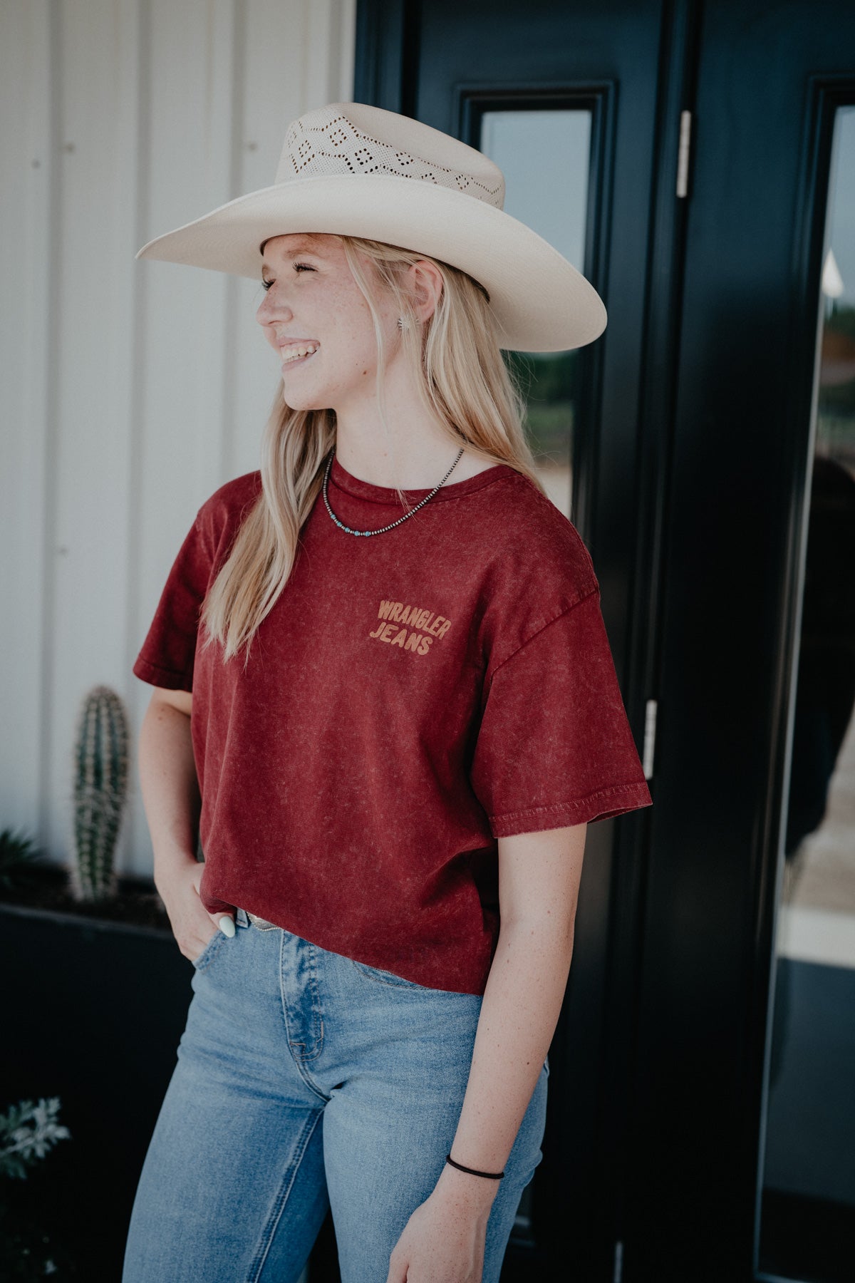 'Pomegrante' Roper Women's Maroon T-Shirt by Wrangler