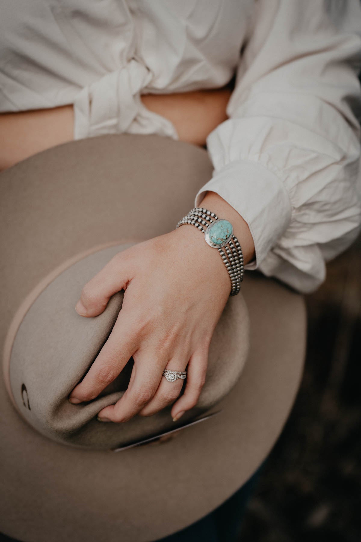 Turquoise and Navajo Pearl 4 Strand Bracelet