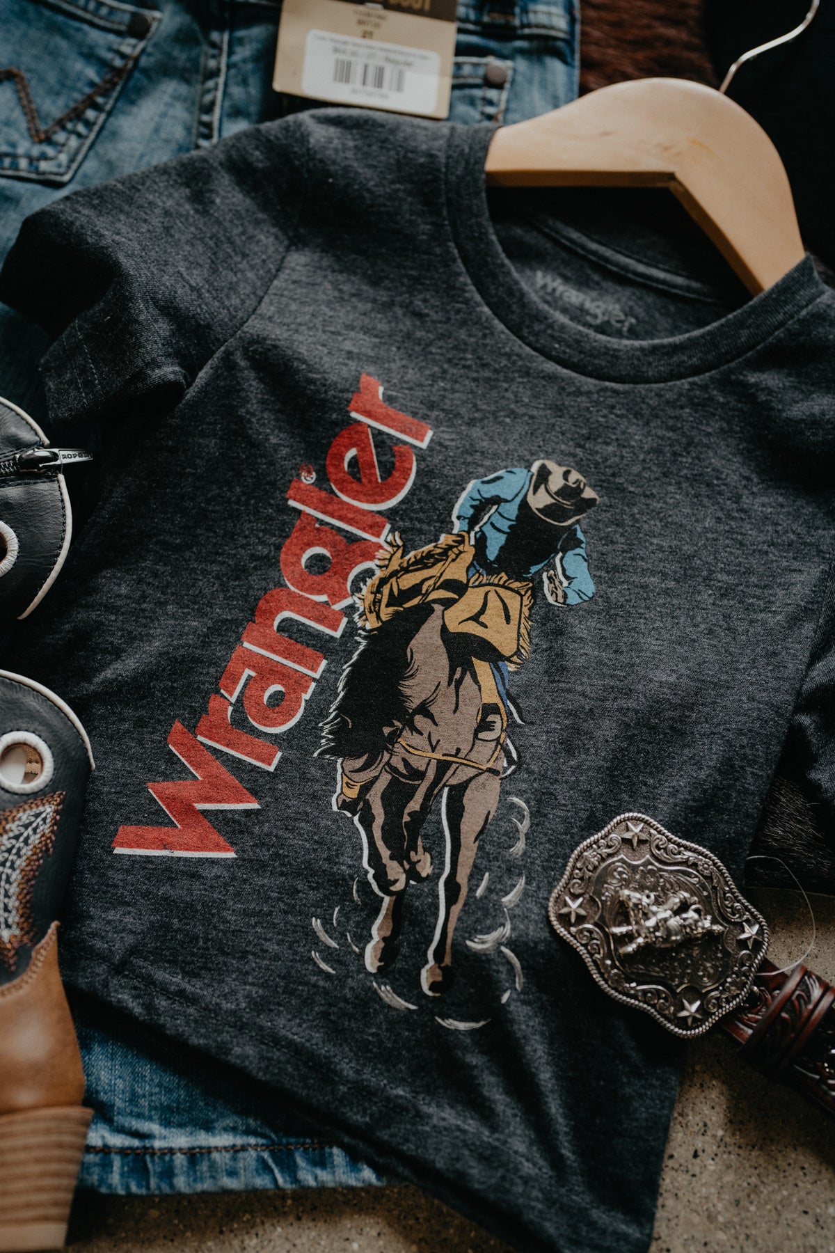 'Champ' Boy's Charcoal T-Shirt by Wrangler