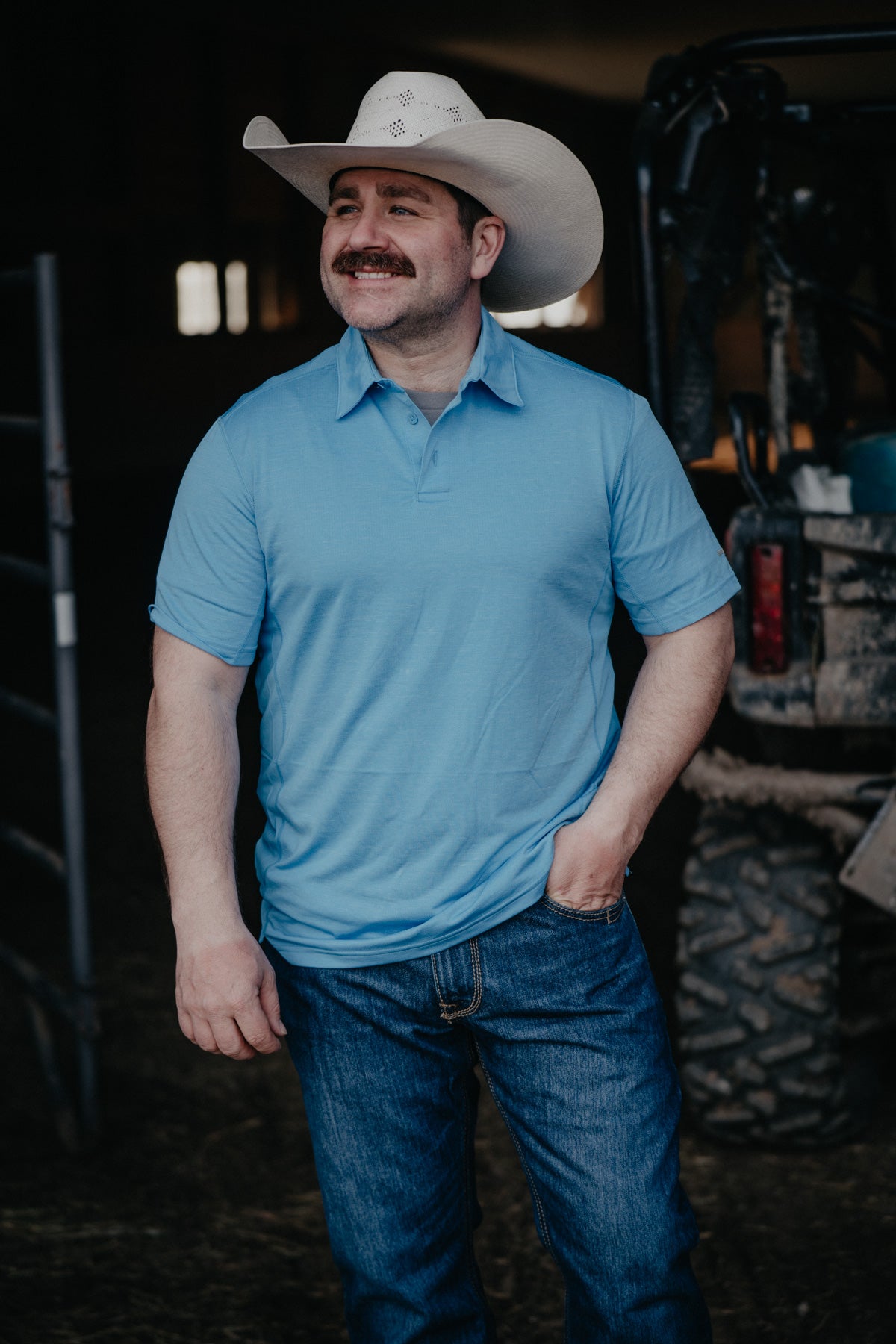 ‘Steven’ Men's Light Blue Wrangler Polo Shirt (S - XXL)