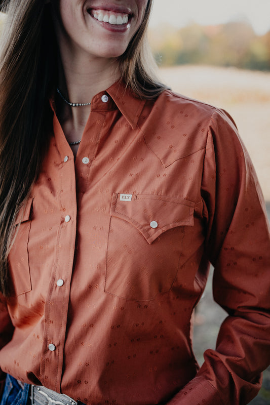 'Cimarron' Women's Rust Pearl Snap by Ely Cattleman